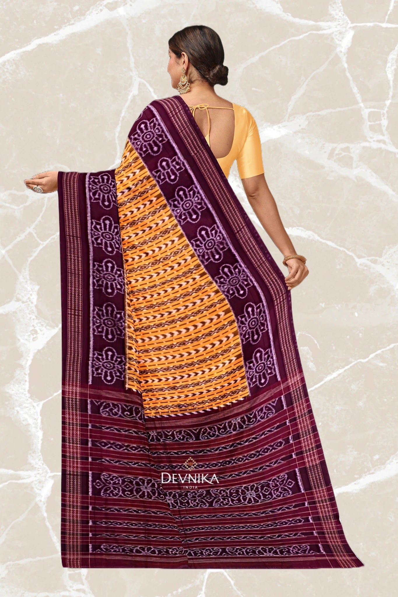 Golden Yellow Body Bandha Saree