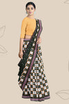 Dark Olive Green Border Pasapalli Handloom Cotton Saree | Odisha Handloom | Devnika