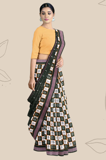 Dark Olive Green Border Pasapalli Saree