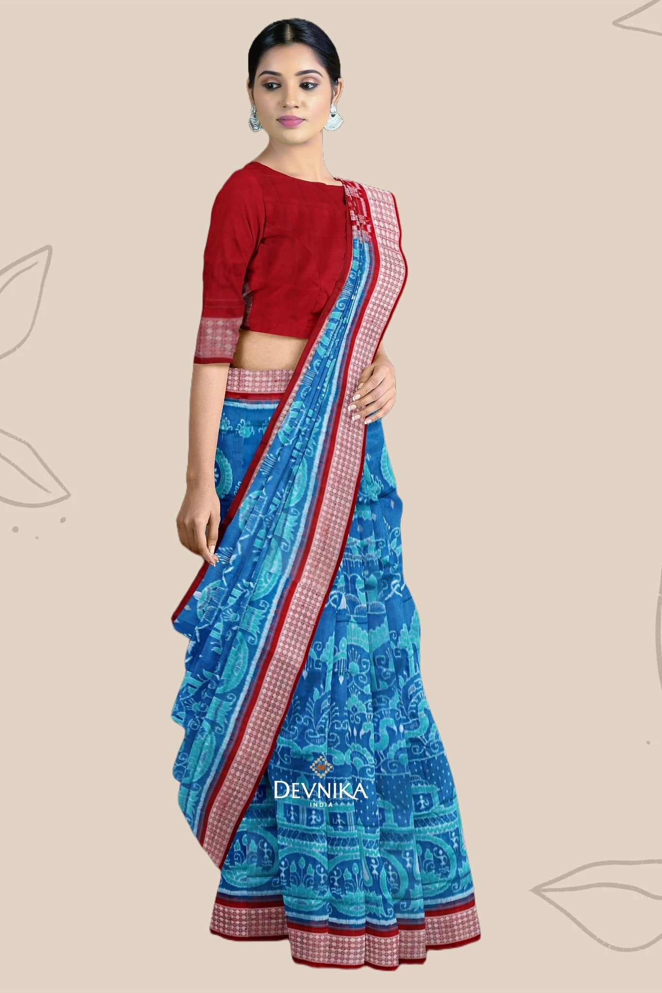 Bright Blue Bandha Sambalapuri Silk Saree