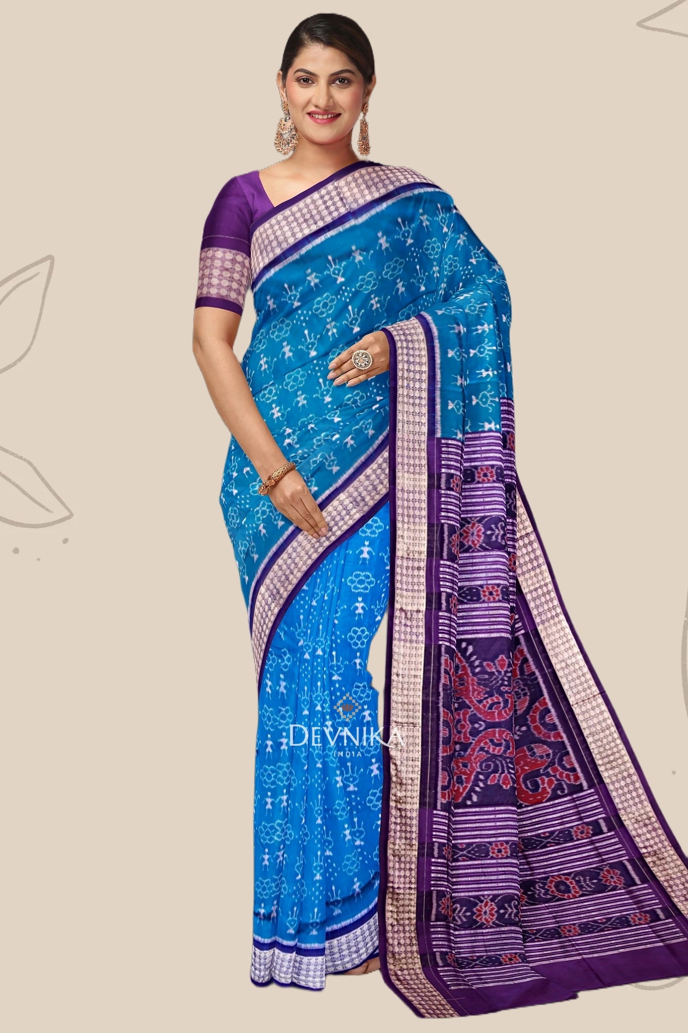 Royal Blue Teracota Bandha Saree