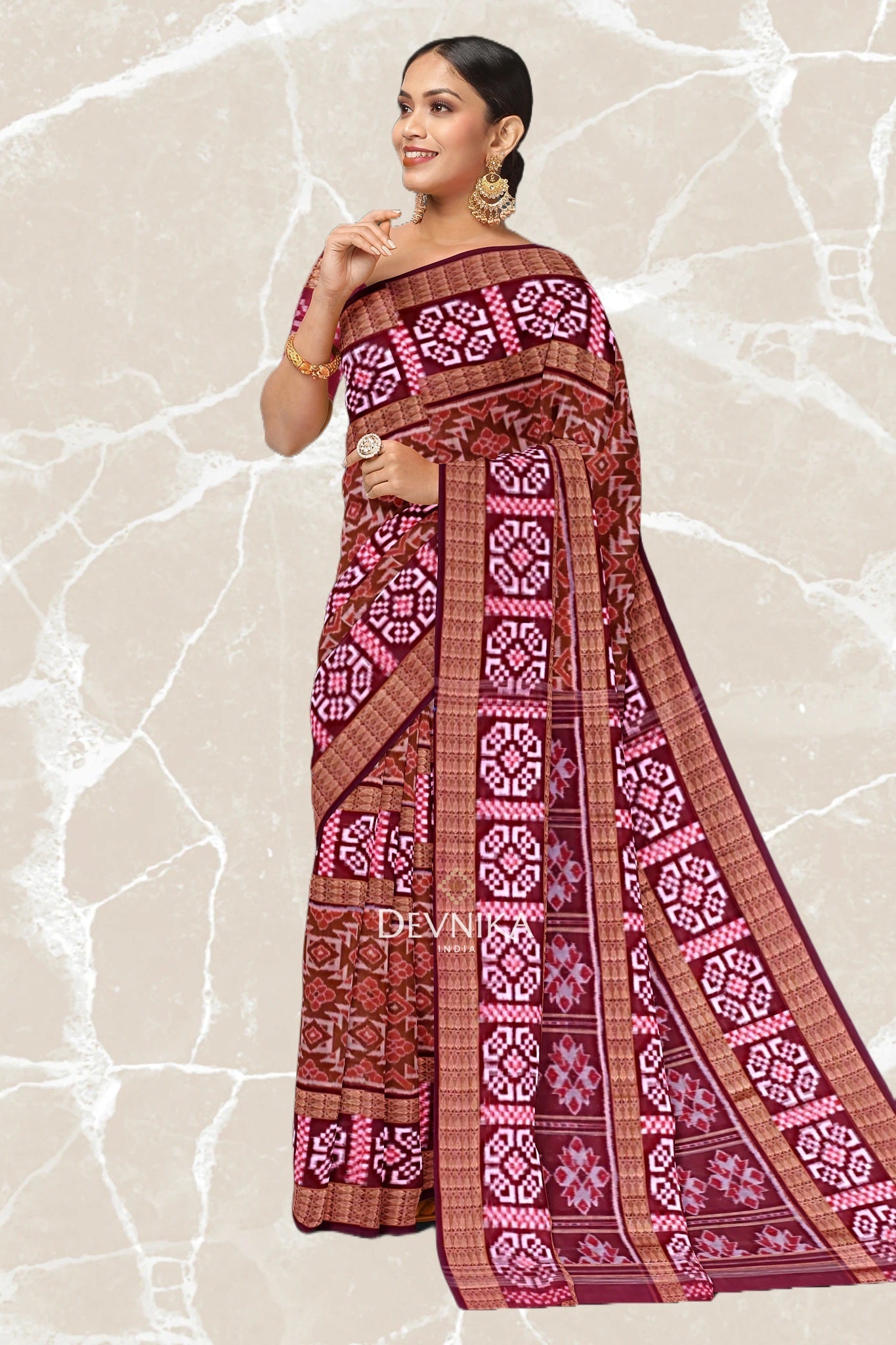 Bronze Bandha Pasapalli Saree I Odisha Handloom GI Tagged | Devnika