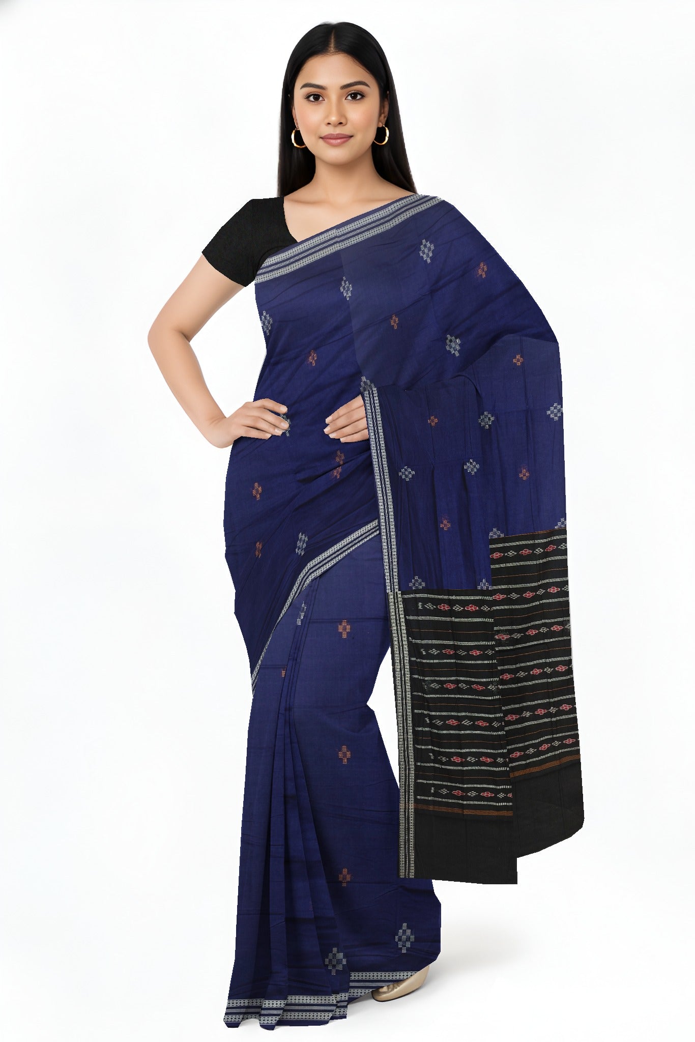 Deep Blue Bomkai Butti Saree
