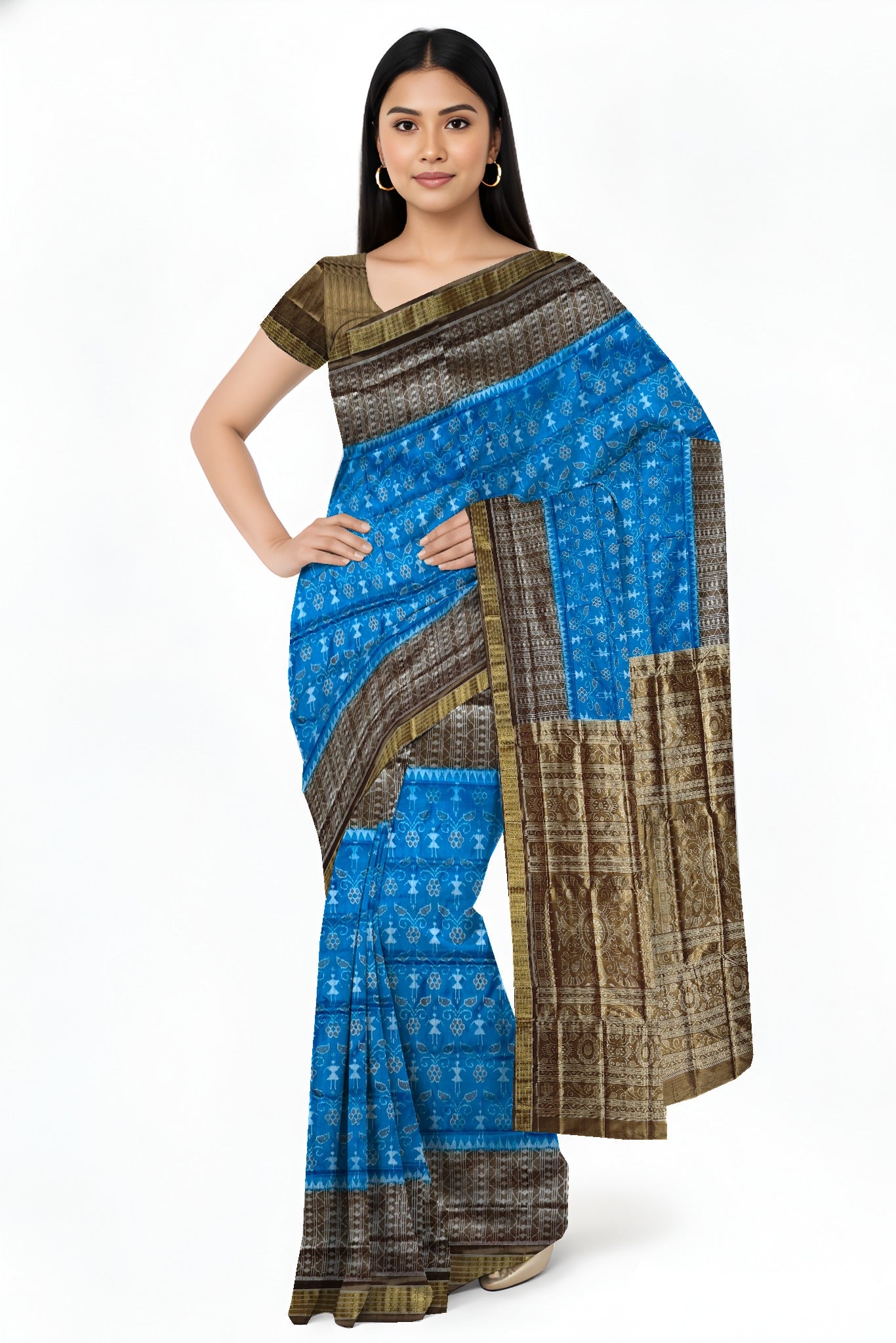 Copper Sulphate Half Body Bandha Tissue Silk Saree | Odisha Handloom GI Tagged | Devnika
