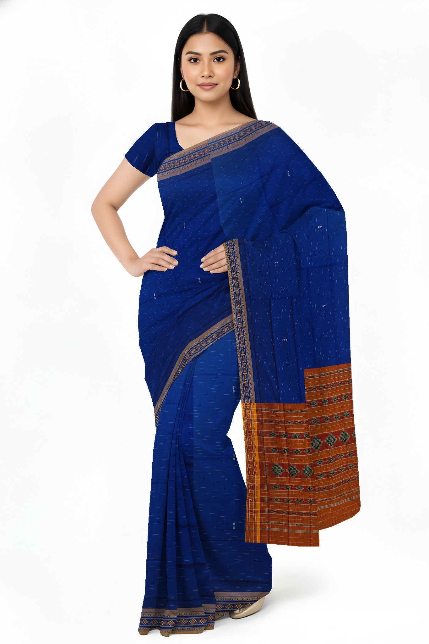 Navy Blue Bomkai Border Pasapalli Saree | Odisha Handloom GI Tagged | Devnika