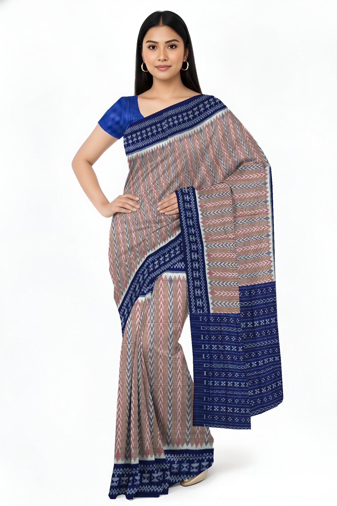 Brown Red Dhanpatri Bandha Saree