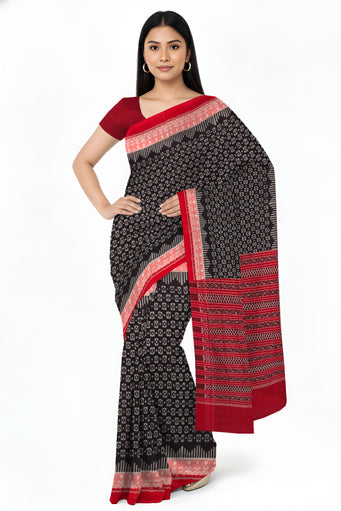 Dark Coffee Border Bandha Saree