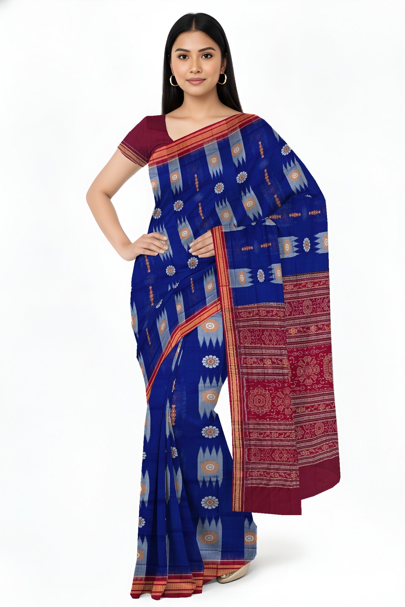 Blue Bandha Bomkai Saree | Odisha Handloom GI Tagged | Devnika