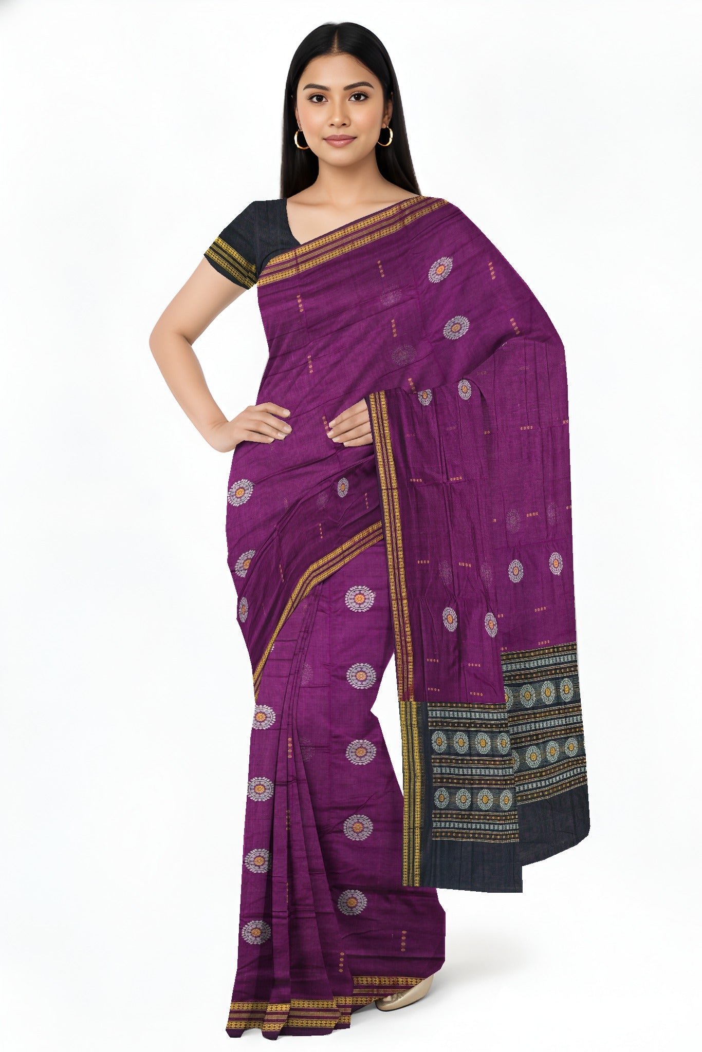 Purple Bomkai Butti Sambalapuri Saree | Odisha Handloom GI Tagged | Devnika