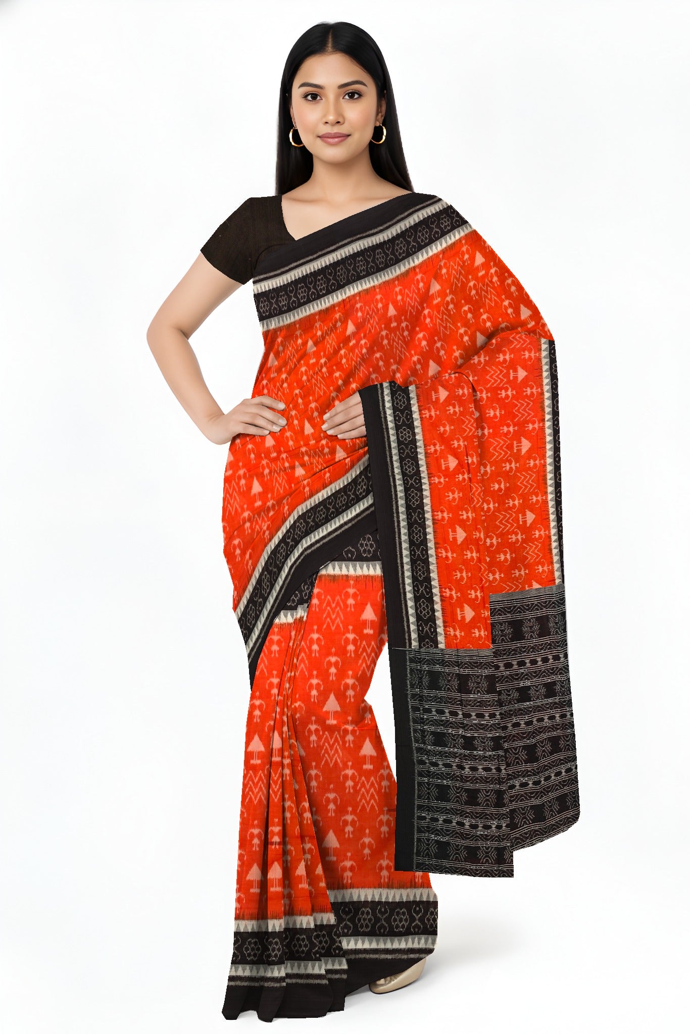 Orange Teracota Bandha Saree