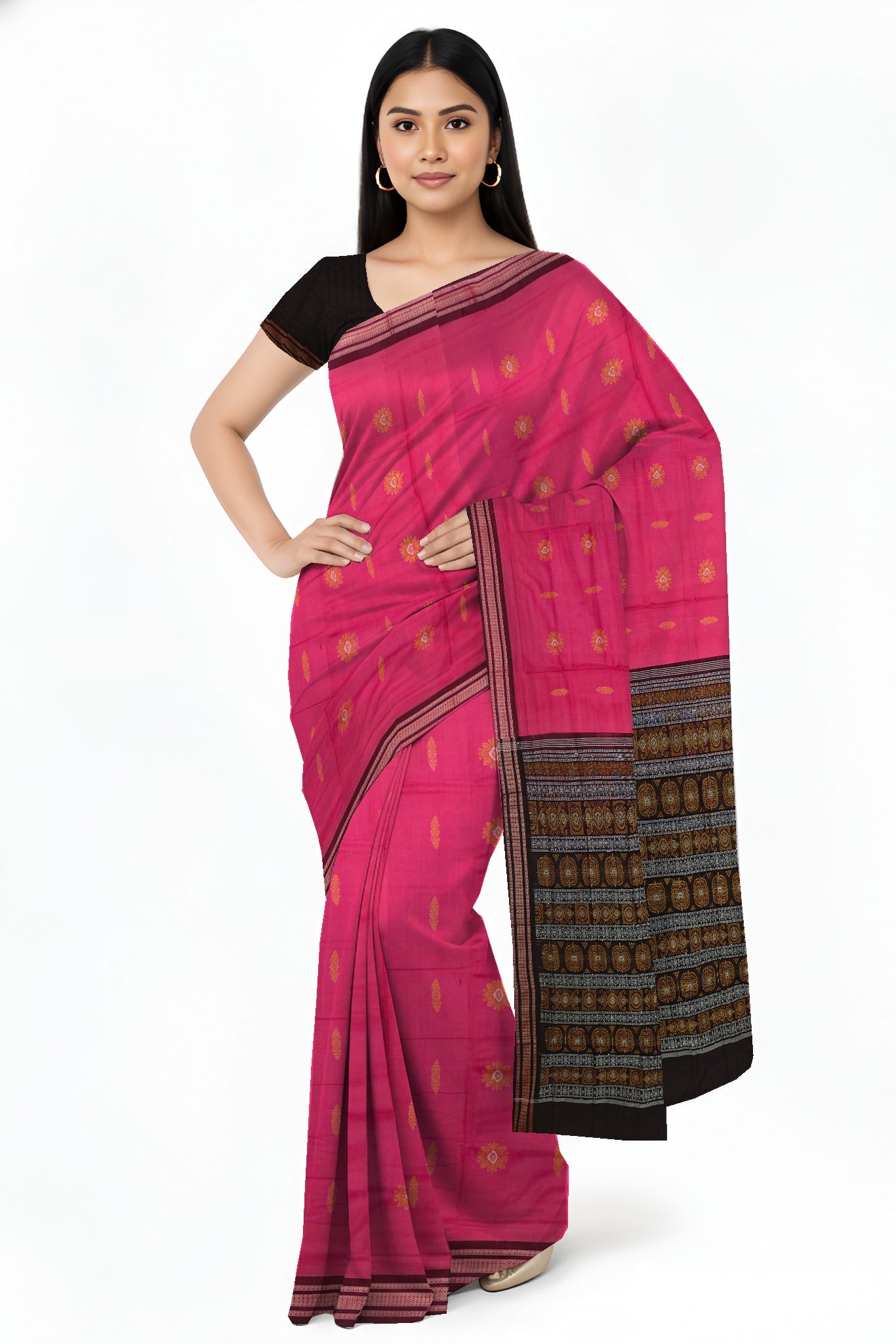 Hot Pink Bomkai Sambalapuri Saree