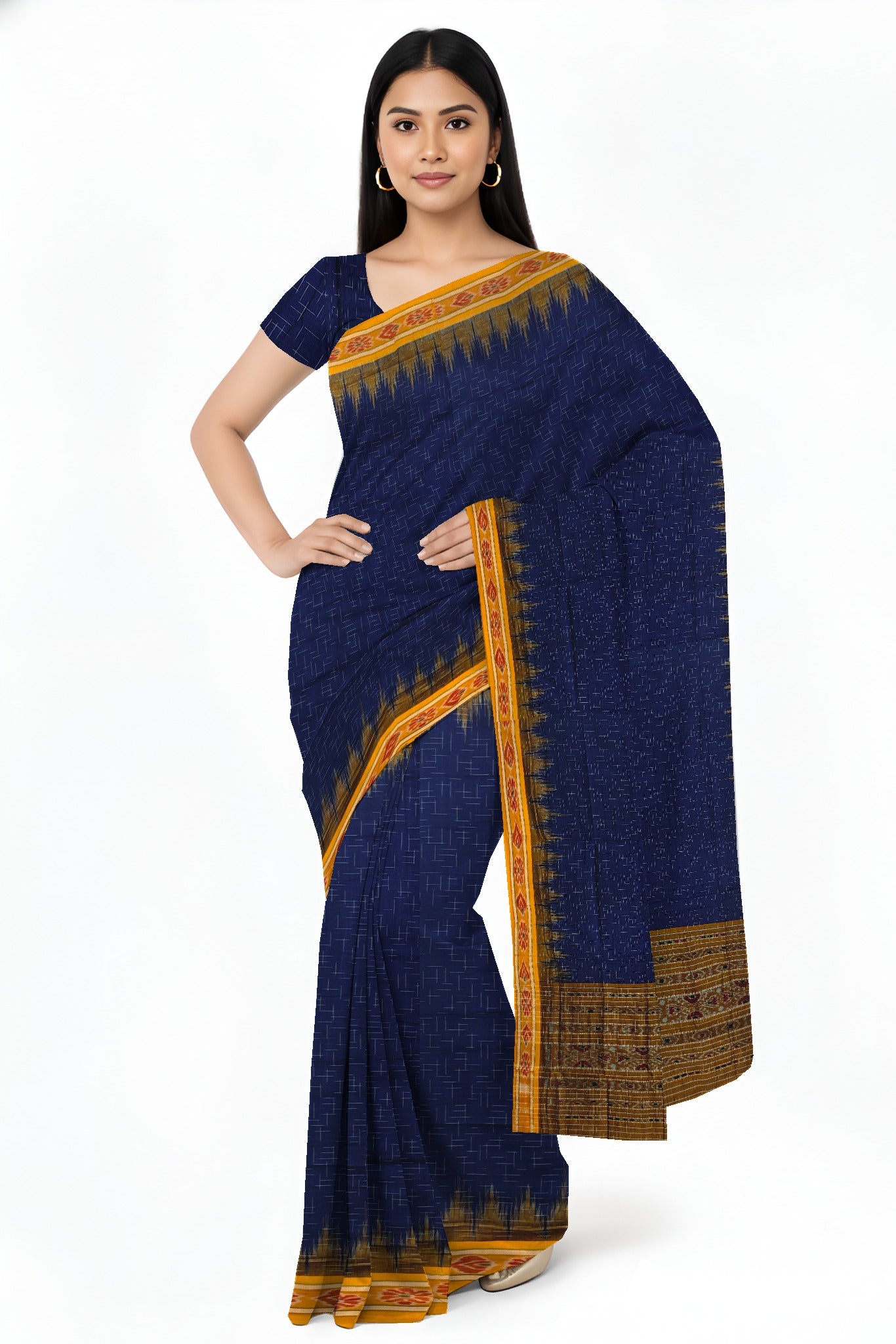 Deep Blue Mania Bandha Traditional Katiki Saree | Odisha Handloom GI Tagged | Devnika
