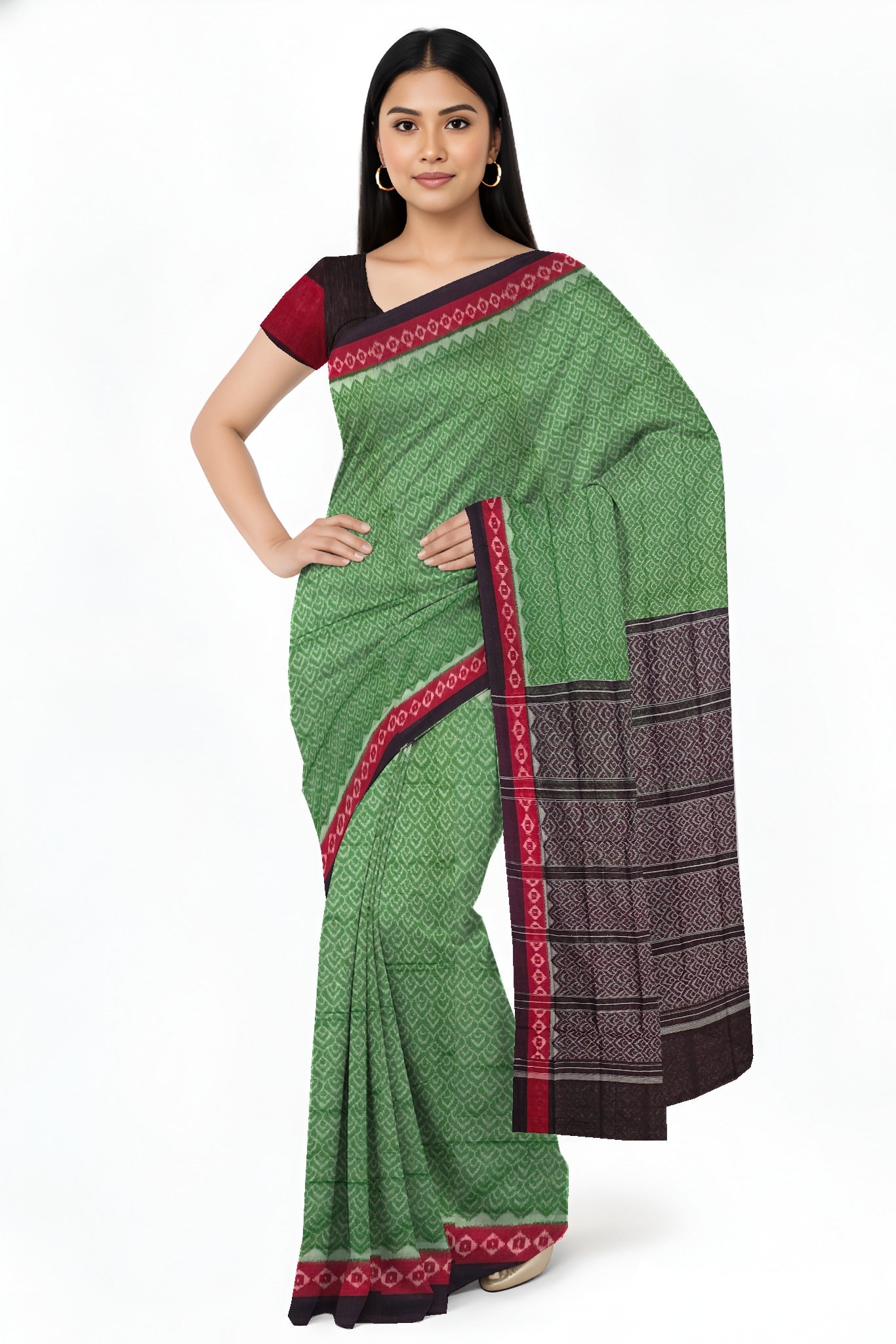 Olive Green Body Bandha Saree