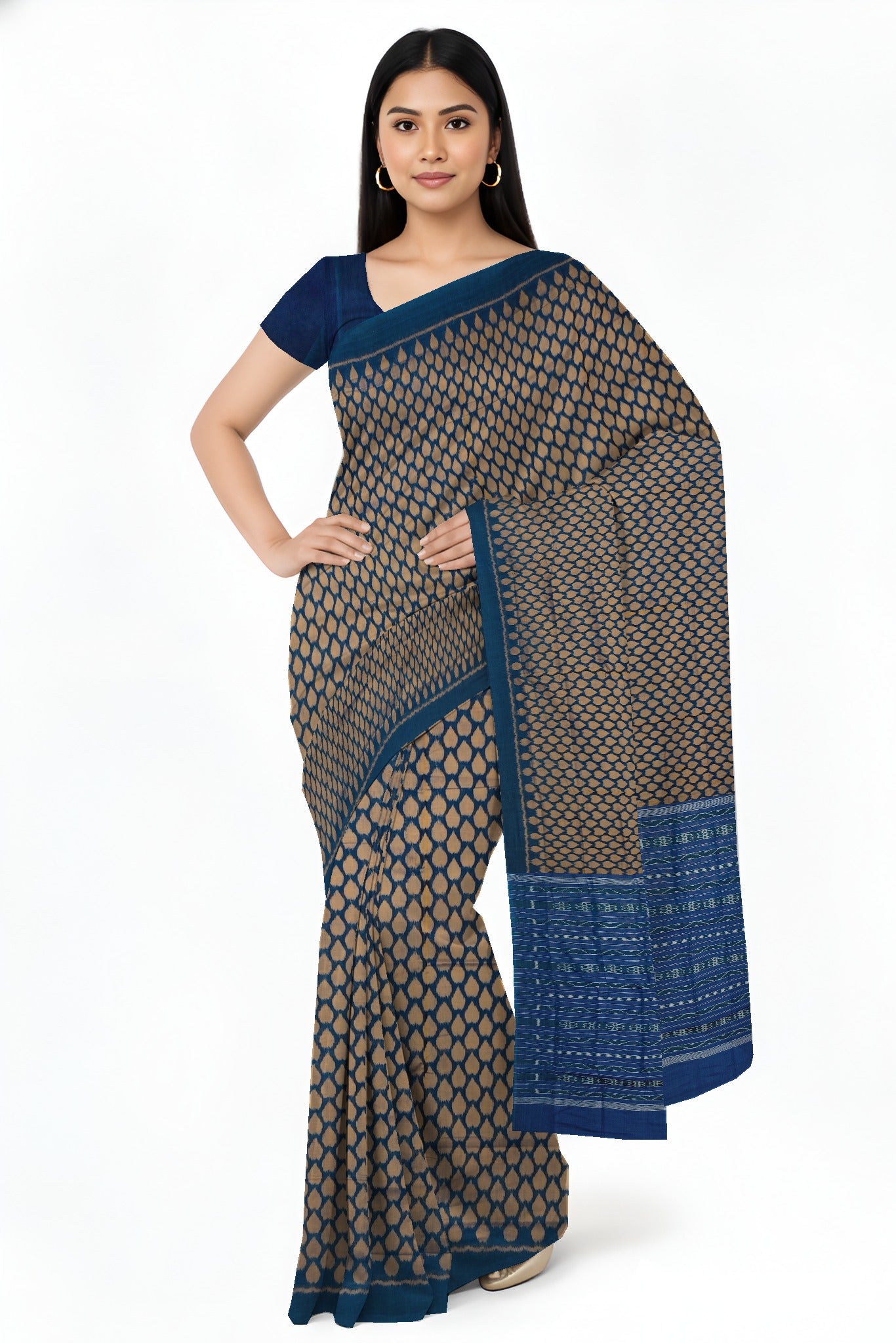 Sumati And Golden Brown Tikili Bandha Saree