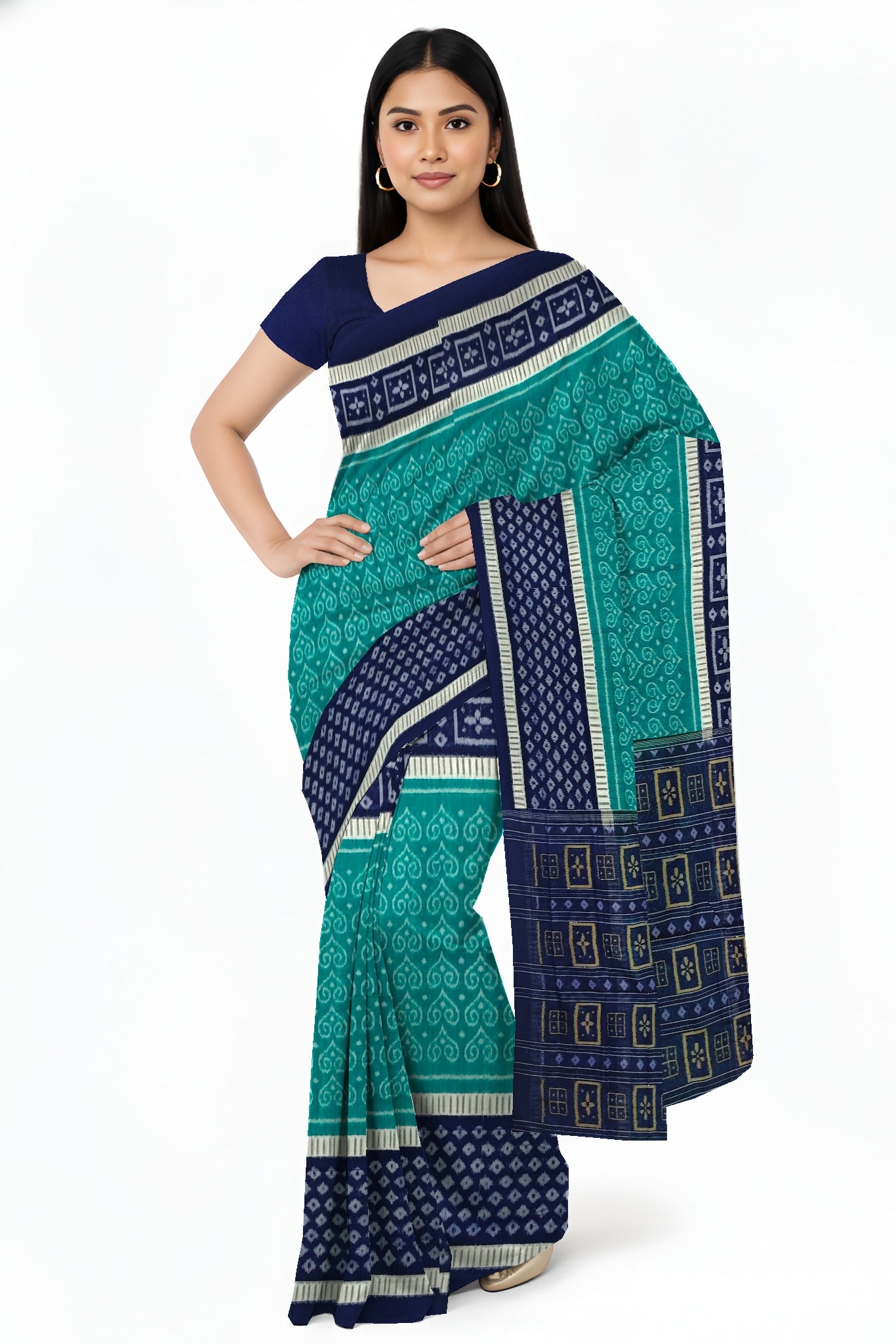 Teal Green Body Bandha Saree