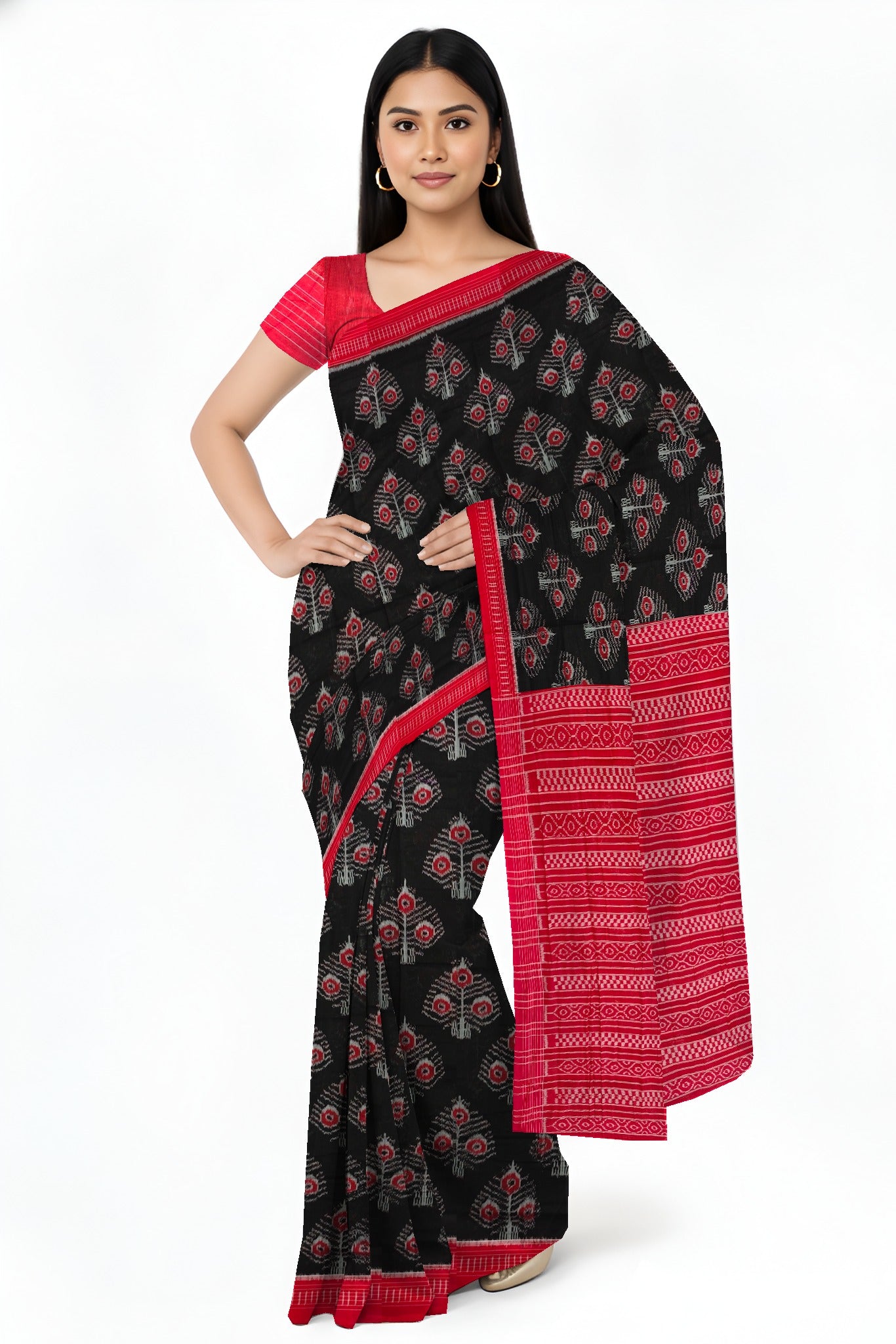 Black Traditional Body Bandha Saree | Odisha Handloom GI Tagged | Devnika