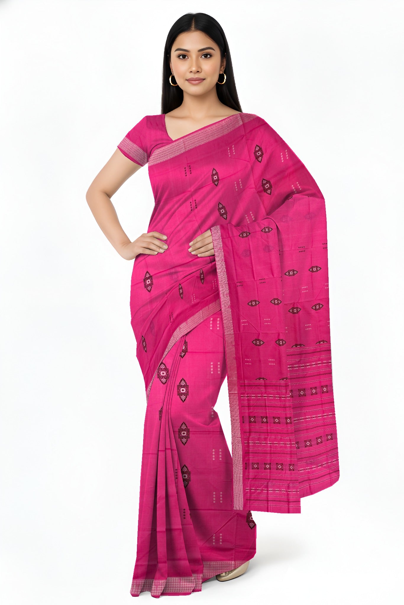 Pink Bomkai Butti Sambalapuri | Odisha Handloom GI Tagged | Devnika