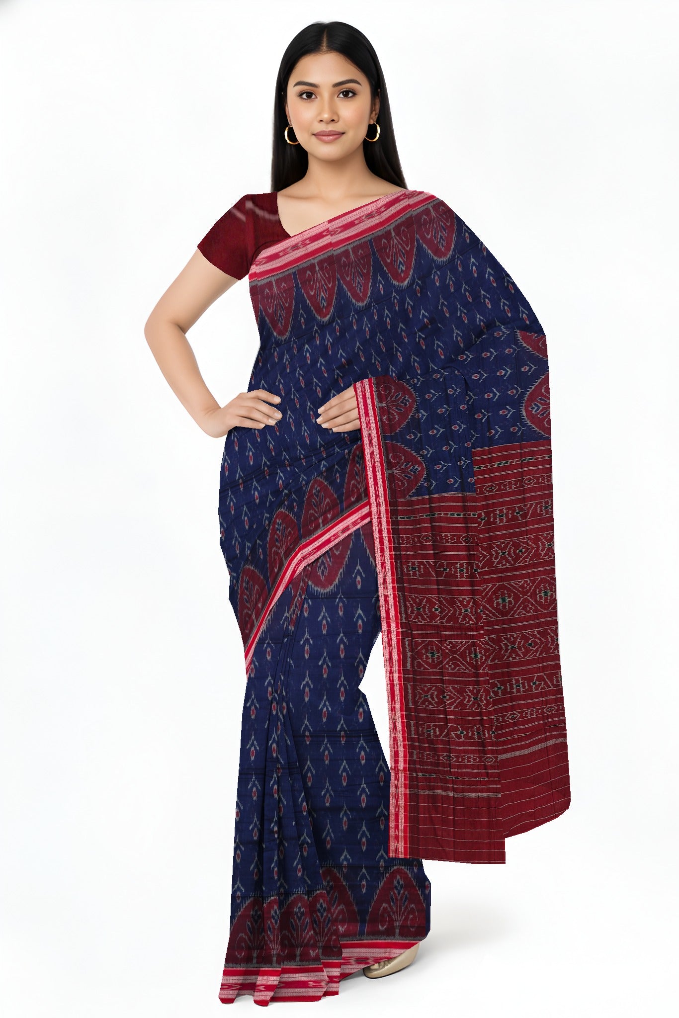 Deep Blue Mania Bandha Traditional Katiki Saree | Odisha Handloom GI Tagged | Devnika