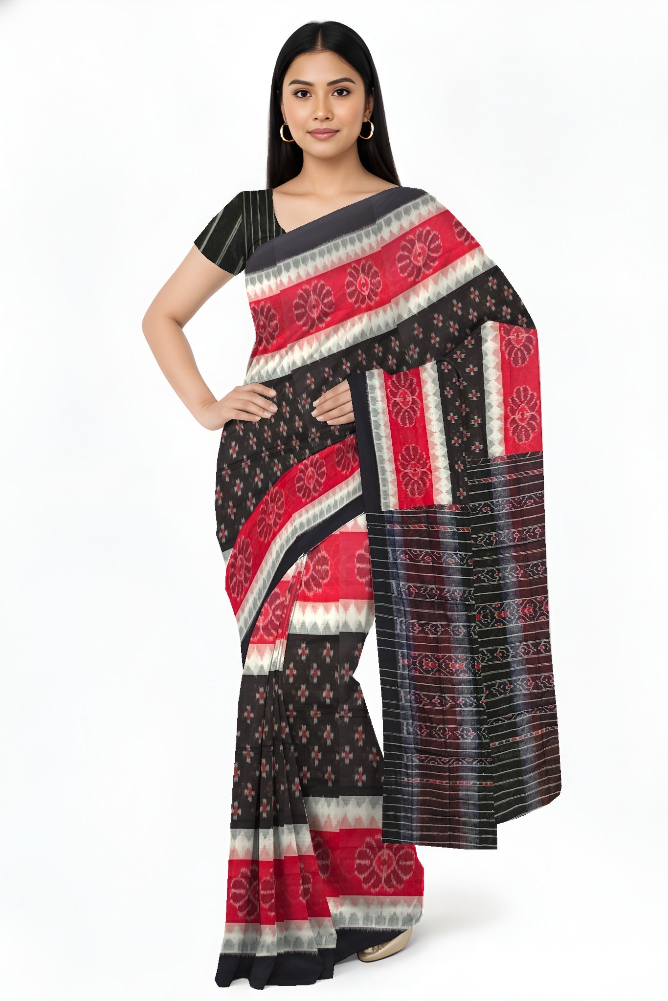 Black Mania Bandha Traditional Katiki Saree | Odisha Handloom GI Tagged | Devnika