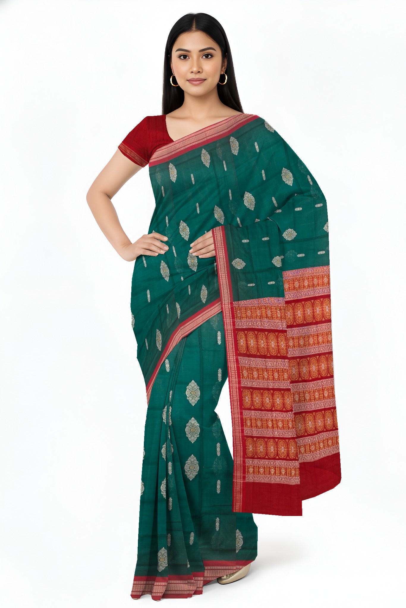 Green Bomkai Sambalapuri Saree