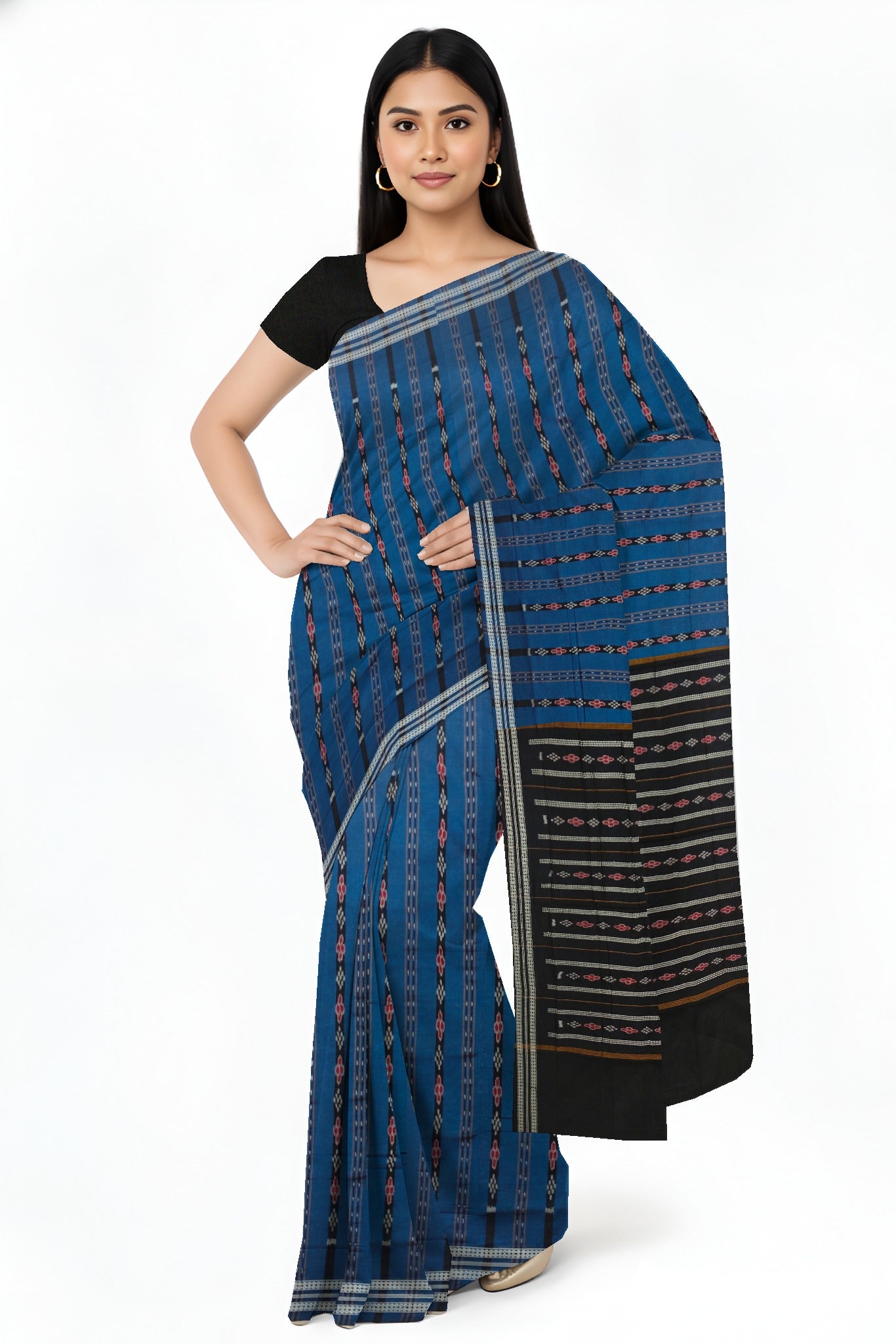 Blue Line Bandha Saree | Odisha Handloom GI Tagged | Devnika