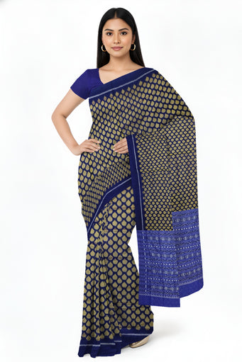 Blue Golden Tikili Bandha Saree