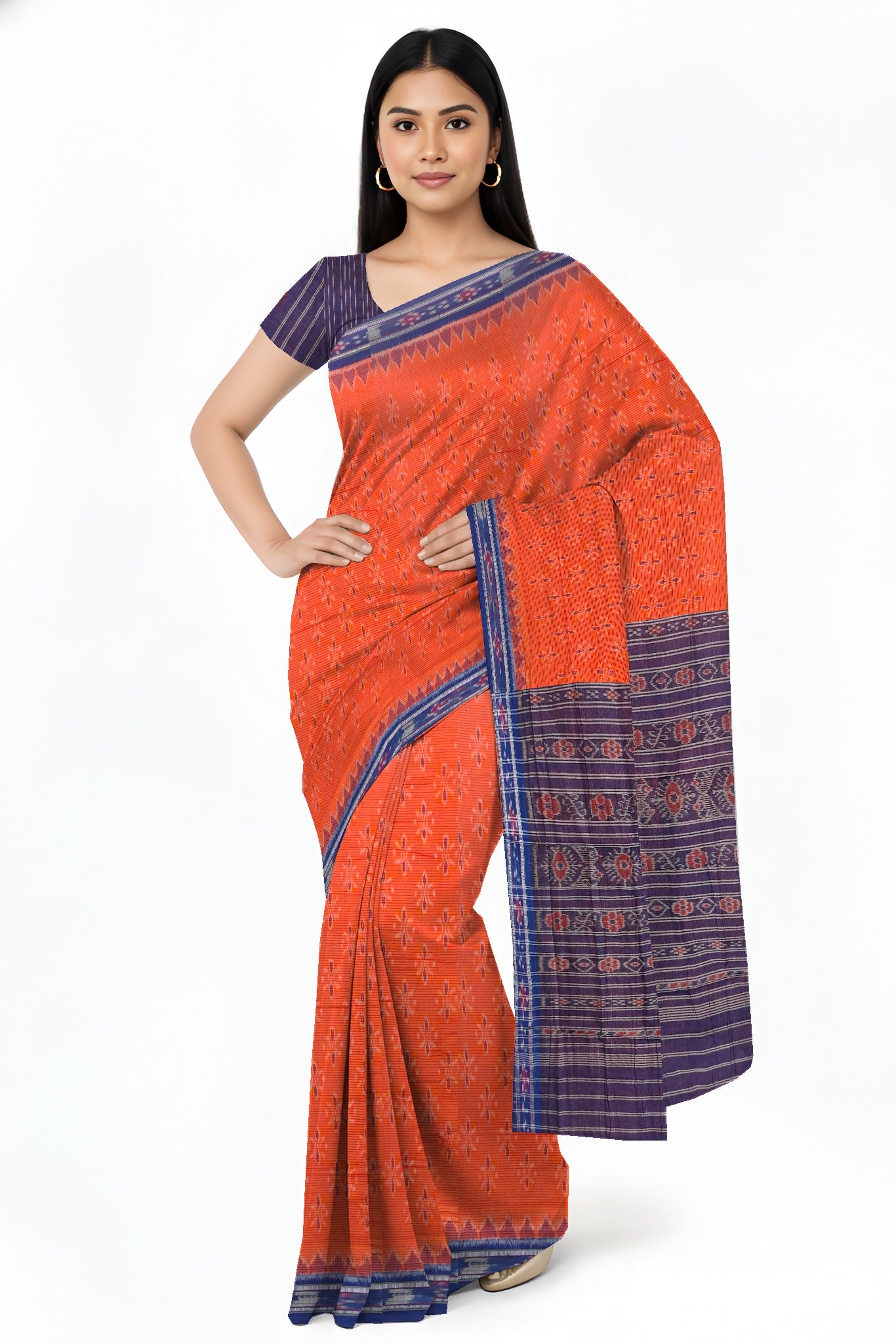 Orange Mania Bandha Traditional Katiki Saree | Odisha Handloom GI Tagged | Devnika