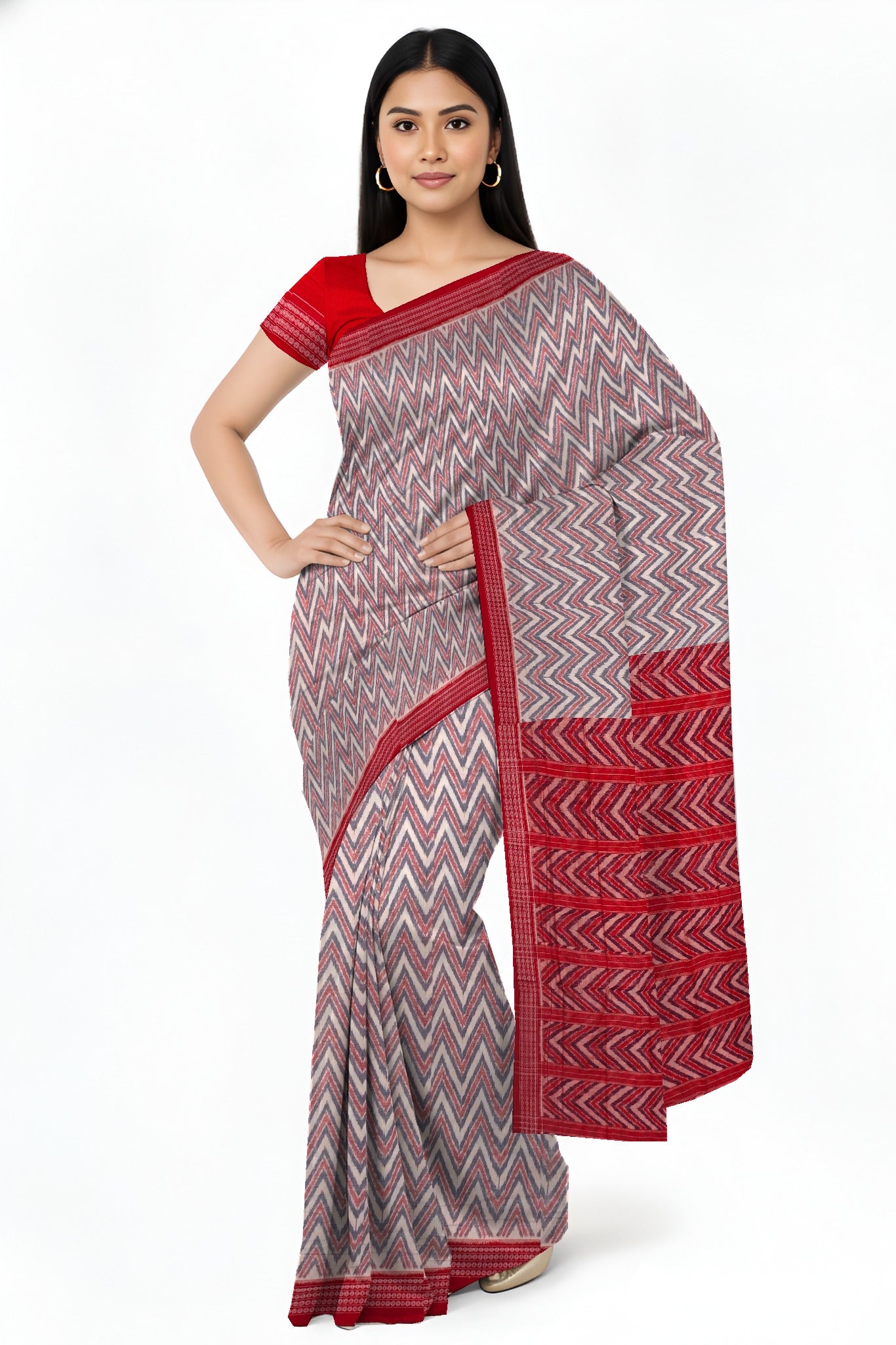 Red White Blue Body Bandha Saree