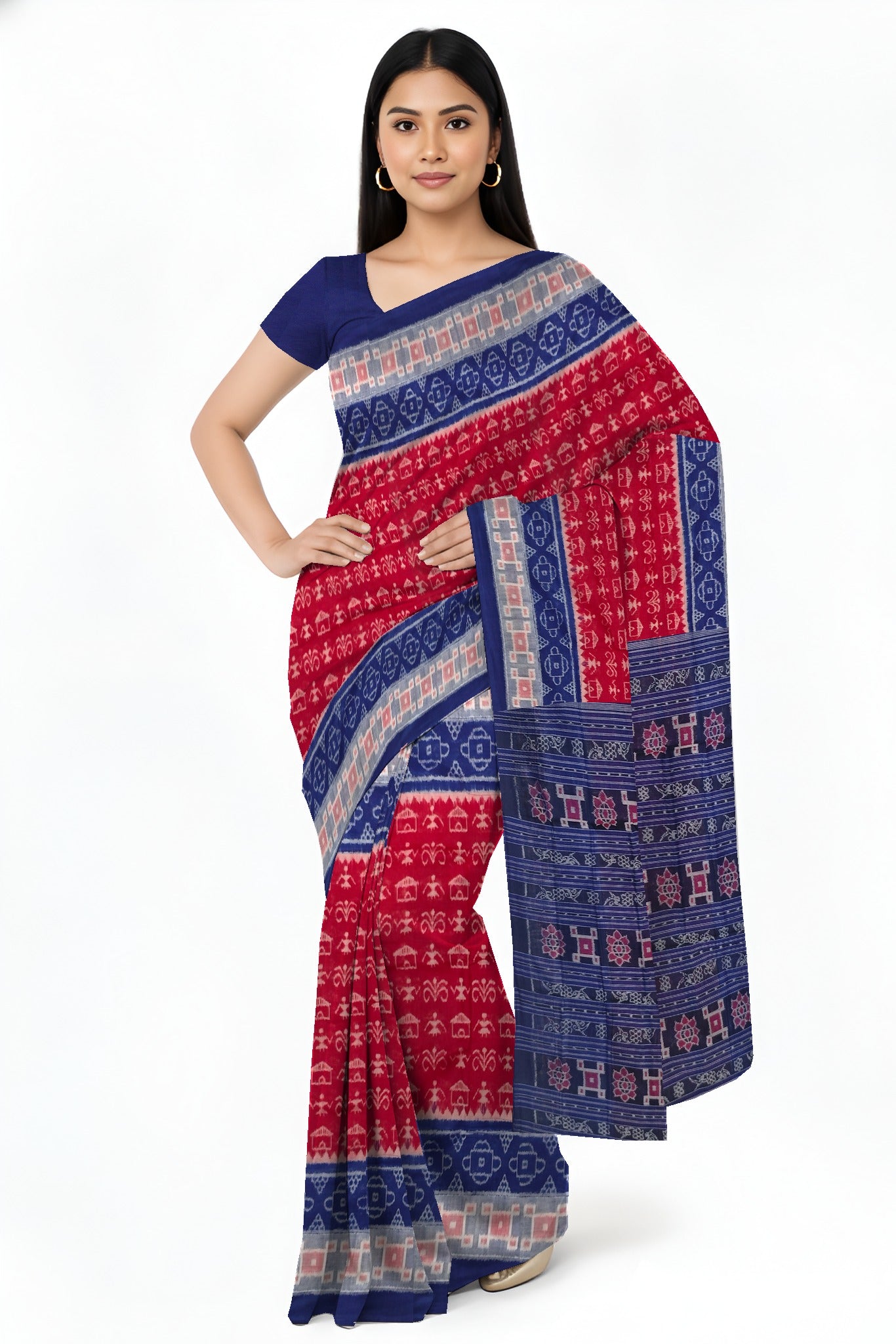 Maroon Teracota Bandha Saree