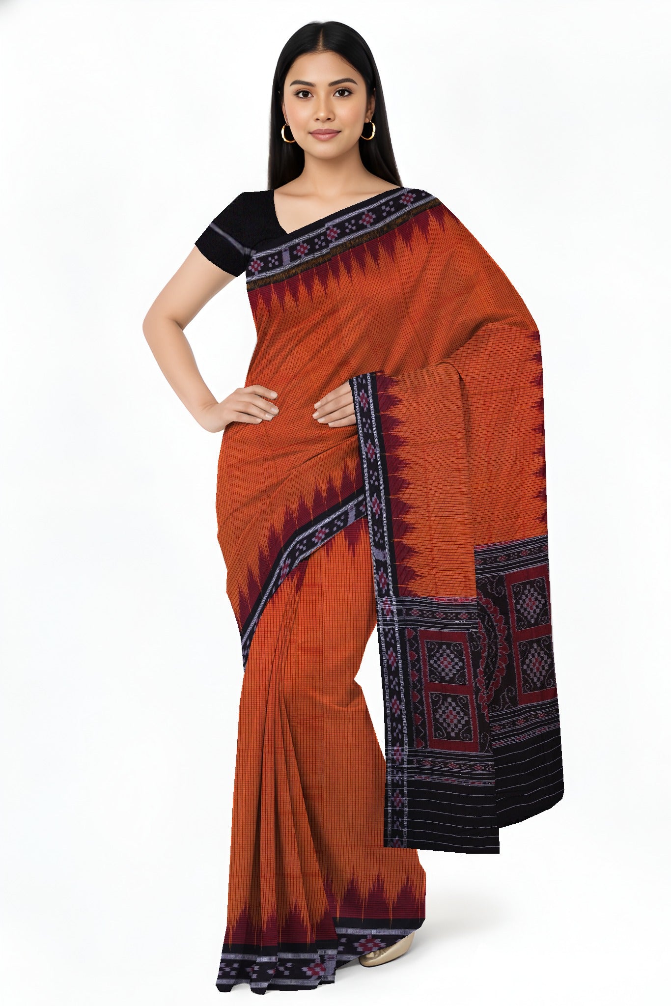 Golden Orange Mania Bandha Border Pasapalli Saree