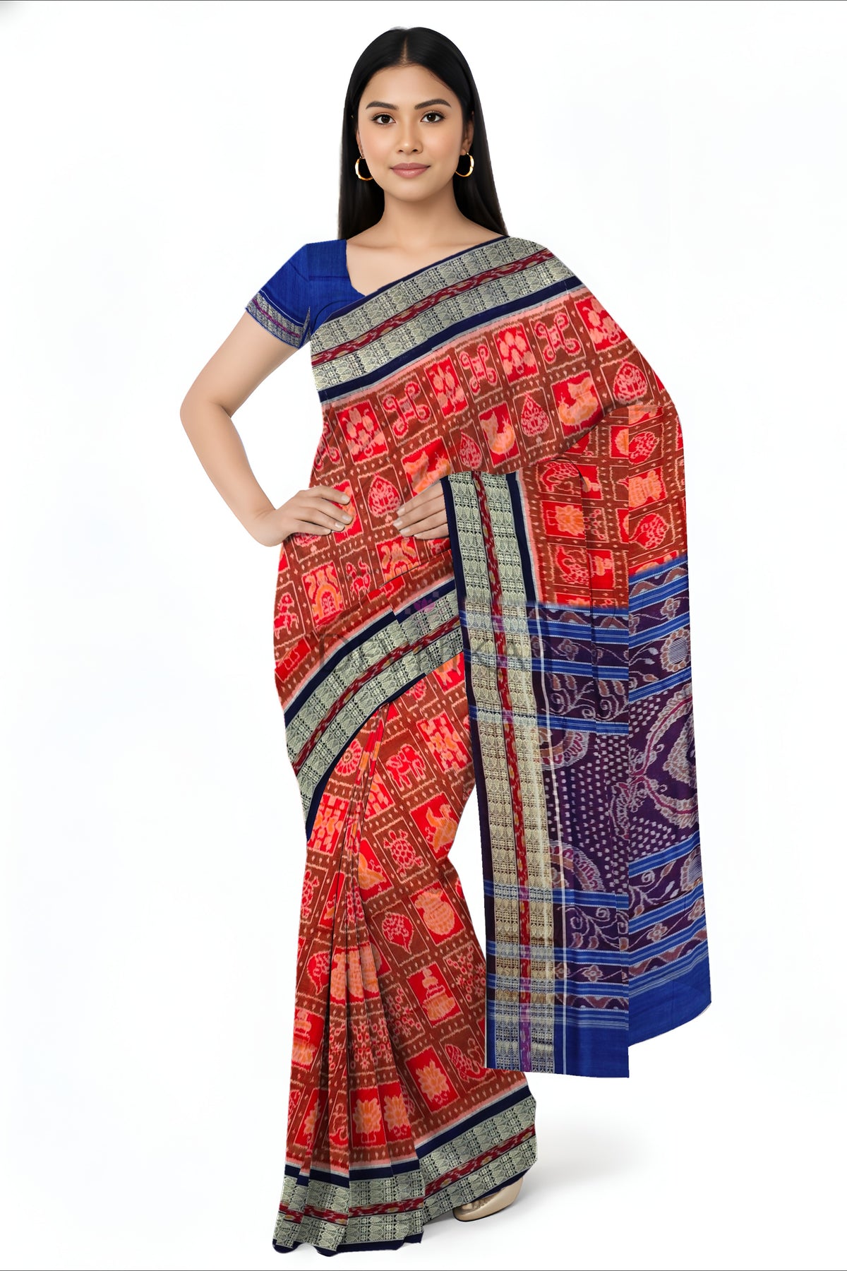 Red Special Naba Kothi Saree | Odisha Handloom GI Tagged | Devnika
