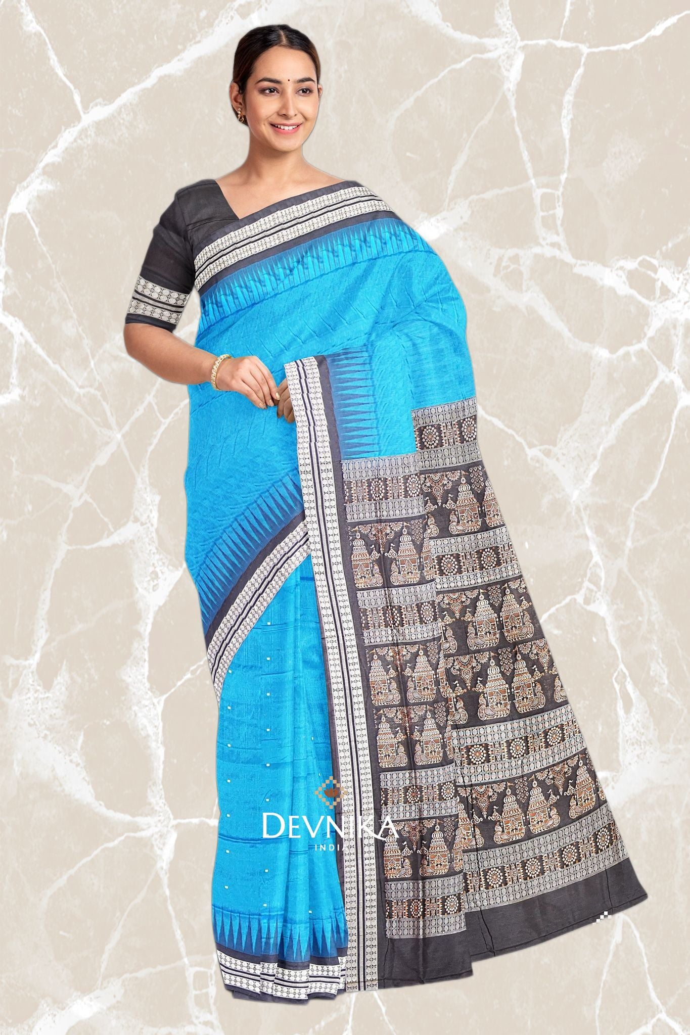 Royal Blue Bomkai Butti Saree