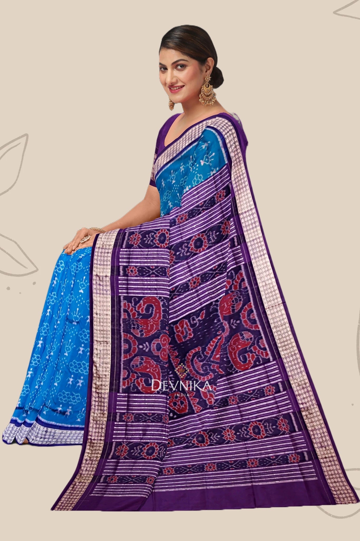 Royal Blue Teracota Bandha Saree