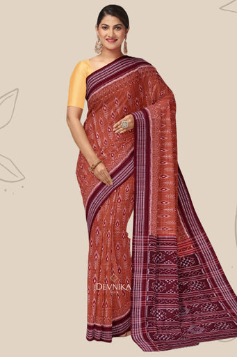 Brown With Maroon Border Body Bandha Saree