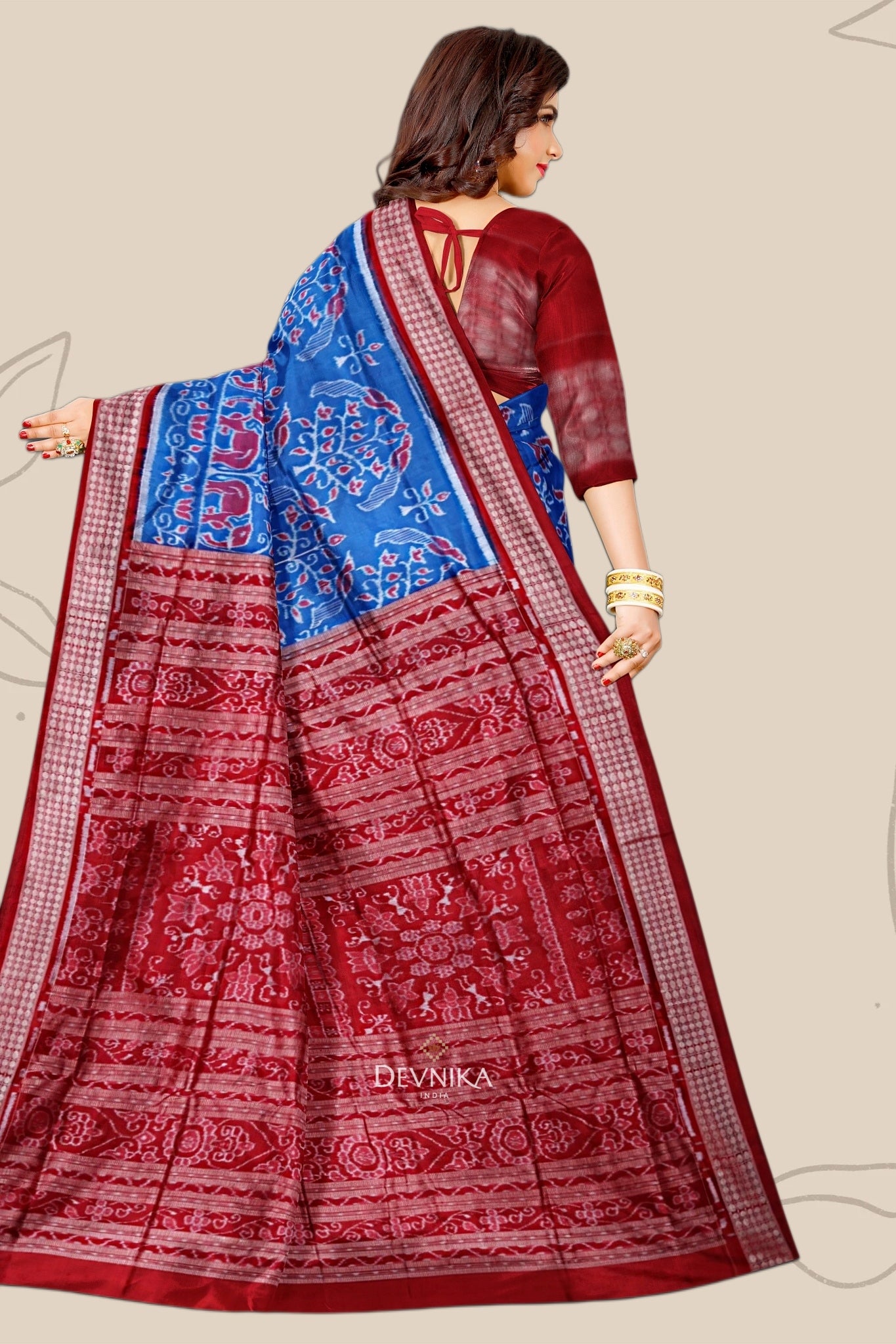 Happy Blue Traditional Body Bandha Saree