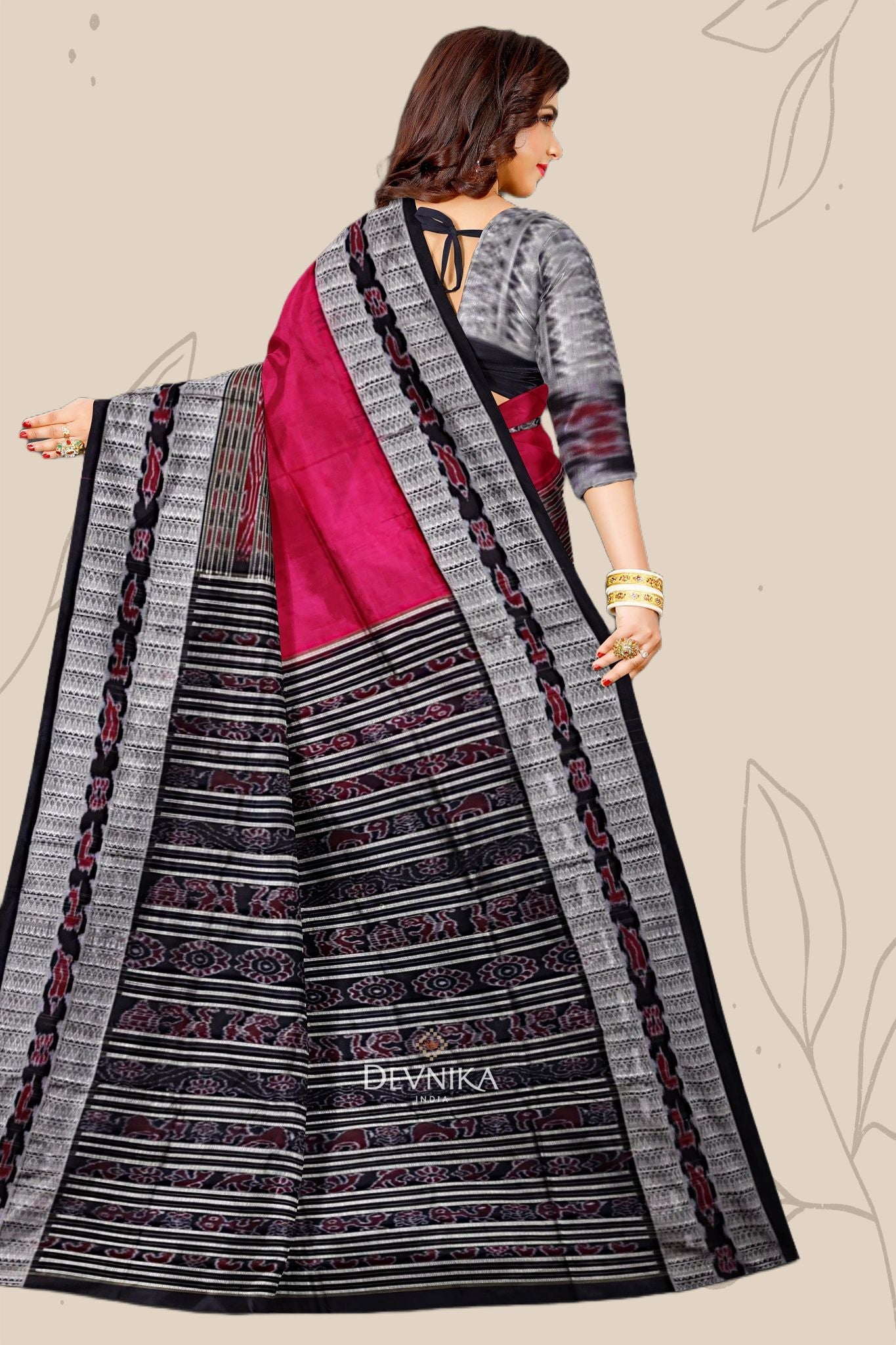 Hot Pink Border Pasapalli Bichitrapuri Saree