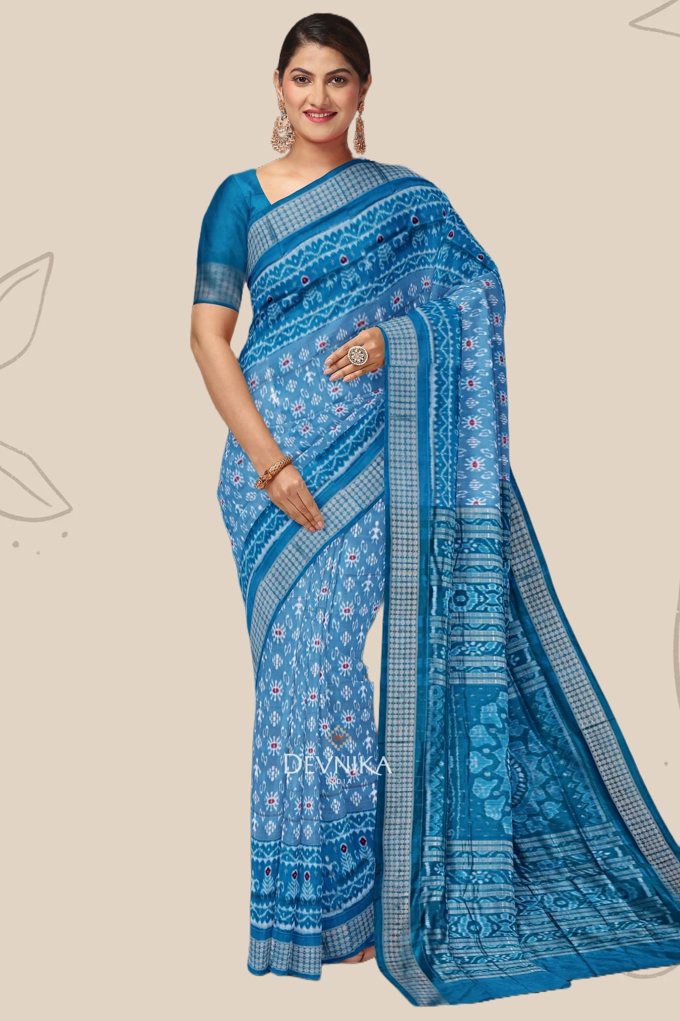 Light Blue Teracota Bandha Saree