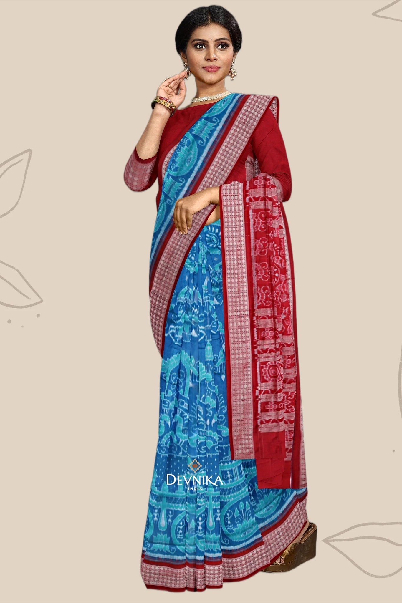 Bright Blue Bandha Sambalapuri Silk Saree