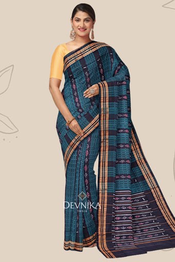 Deep Green Line Bandha Saree