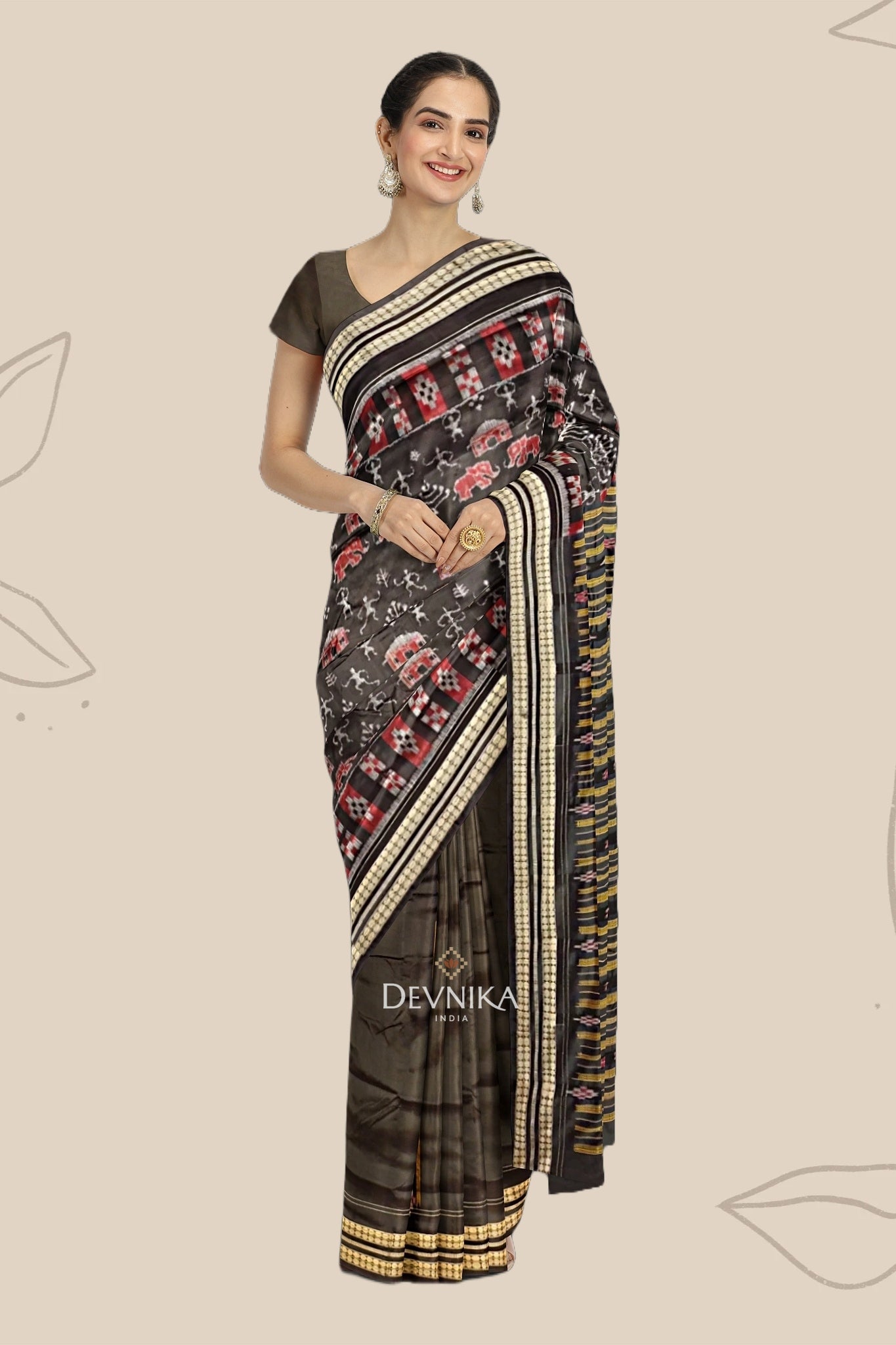 Black And Maroon Body Bandha Saree(Patli)