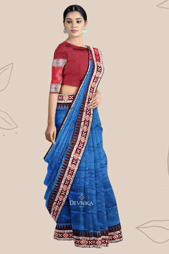 Royal Blue Border Pasapalli Bomkai Saree