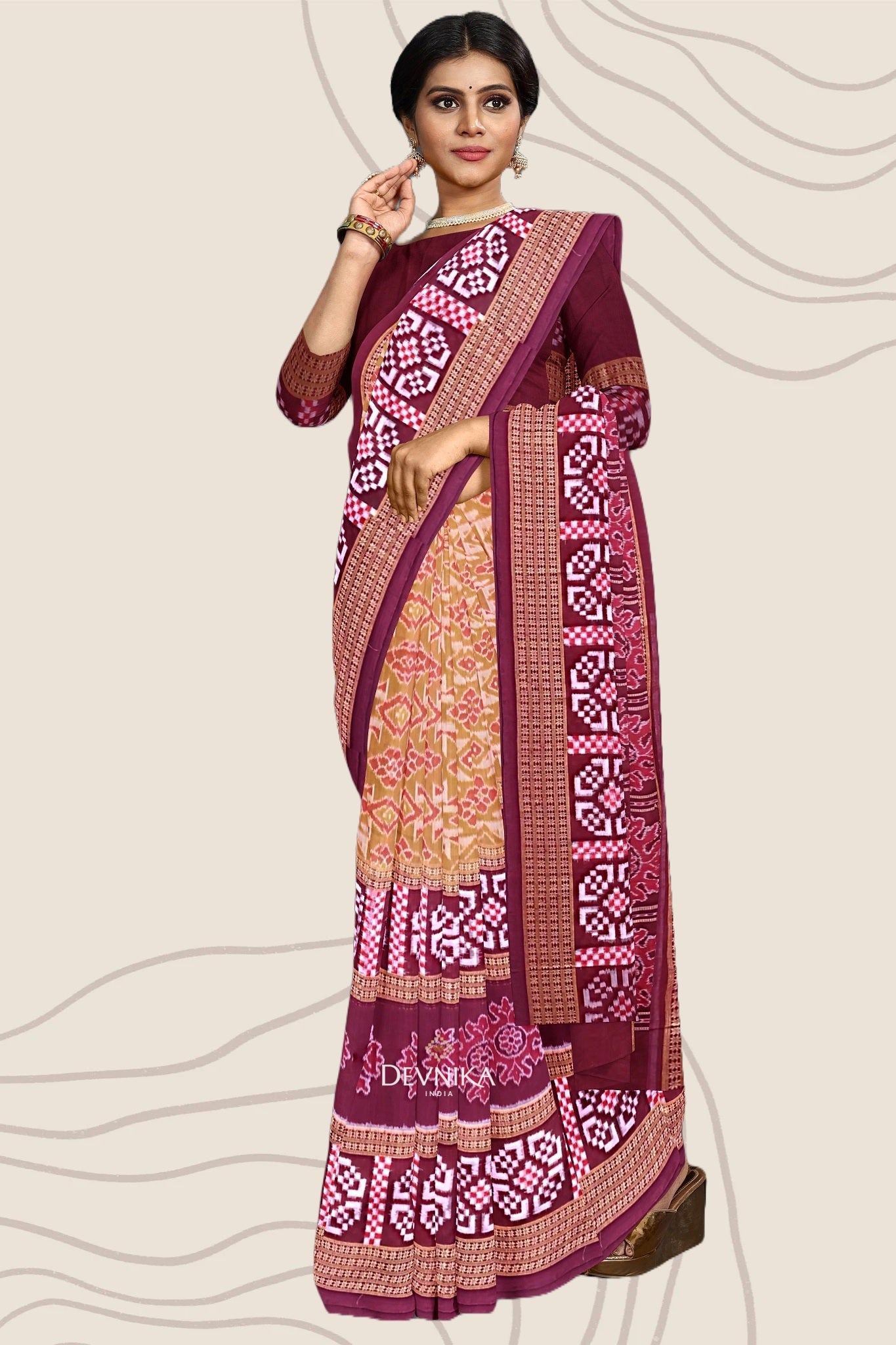 Dark Mustard Bandha Pasapalli Saree