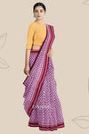 Steel Maroon Body Bandha Handloom Cotton Saree | Odisha Handloom | Devnika