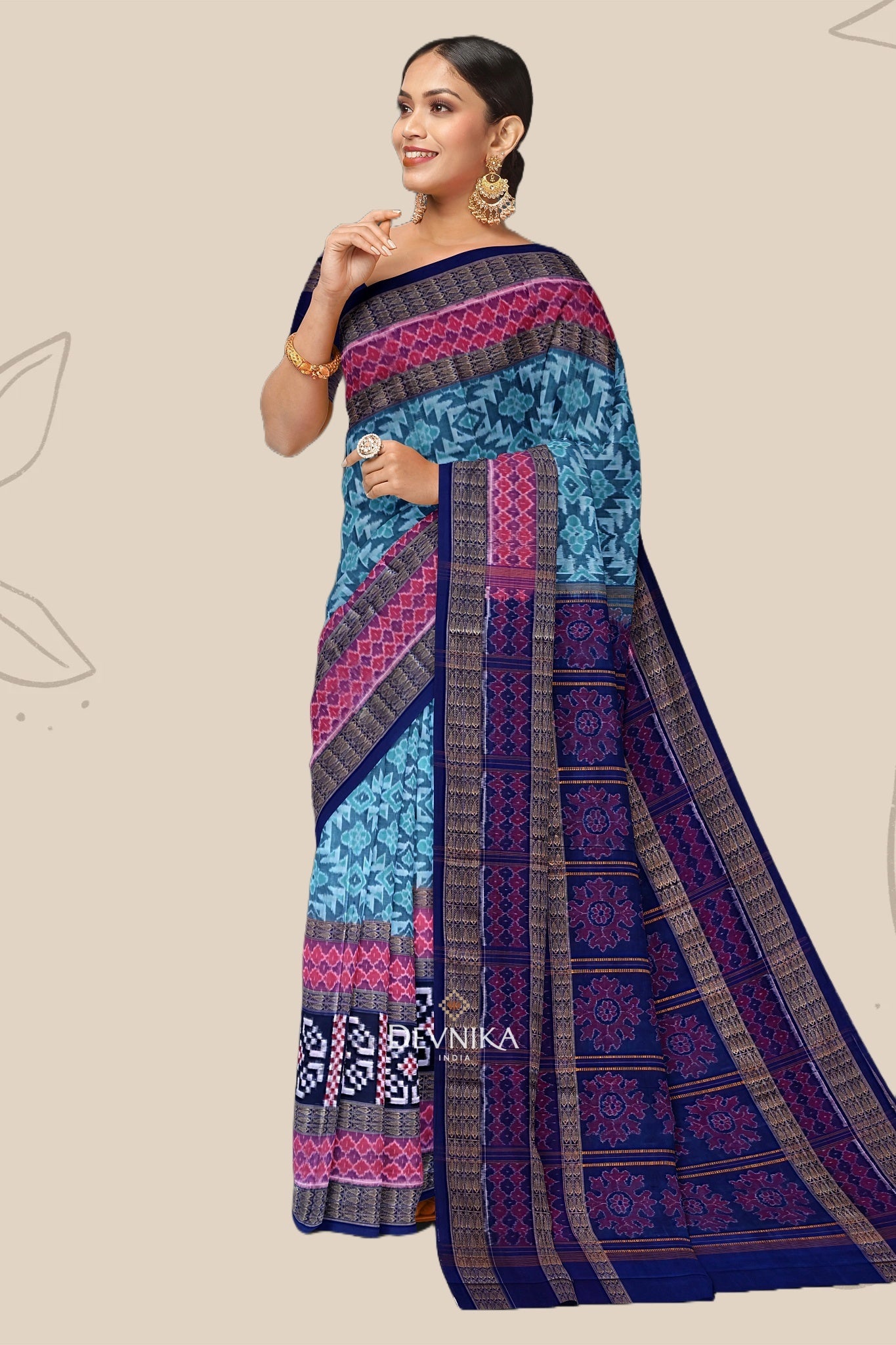Cyan Bandha Pasapalli Saree