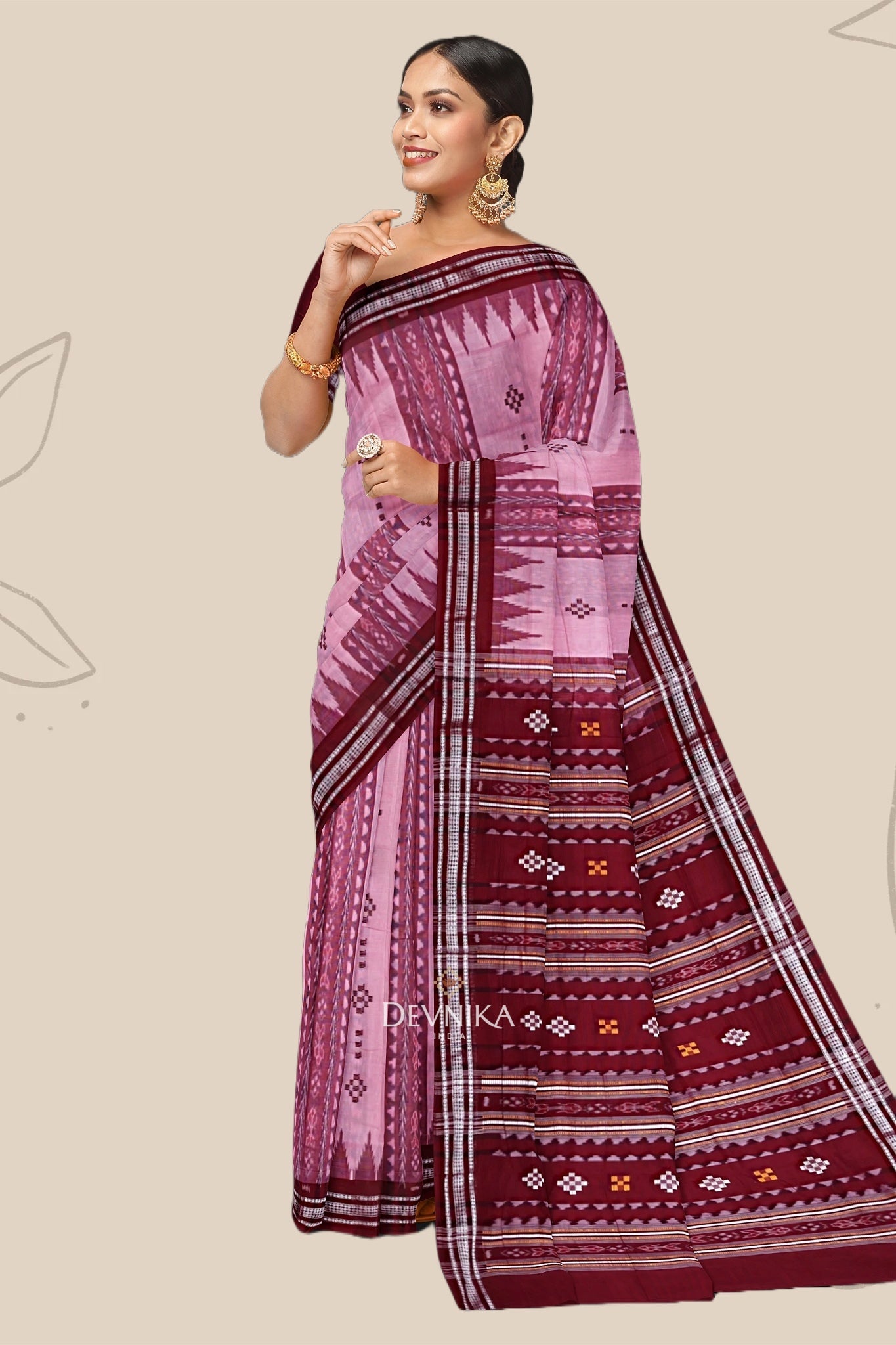 Hot Pink And Dark Violet Body Bandha Saree