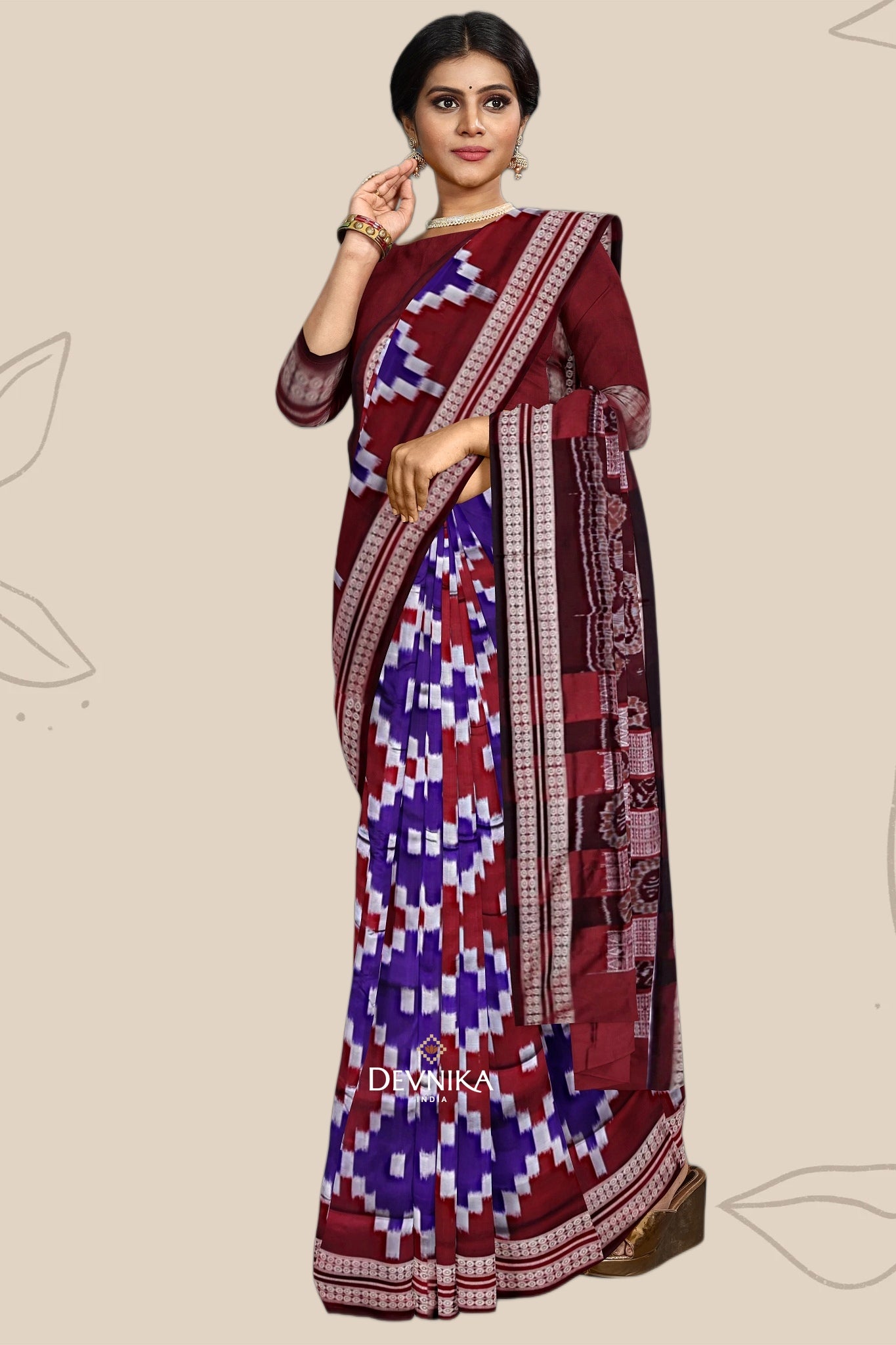 Silver and Violet Bandha Pasapalli Saree | Odisha Handloom | Devnika