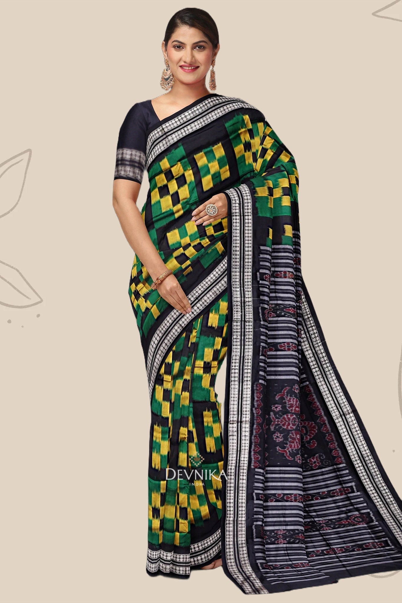 Black Self Border Body Pasapalli Saree
