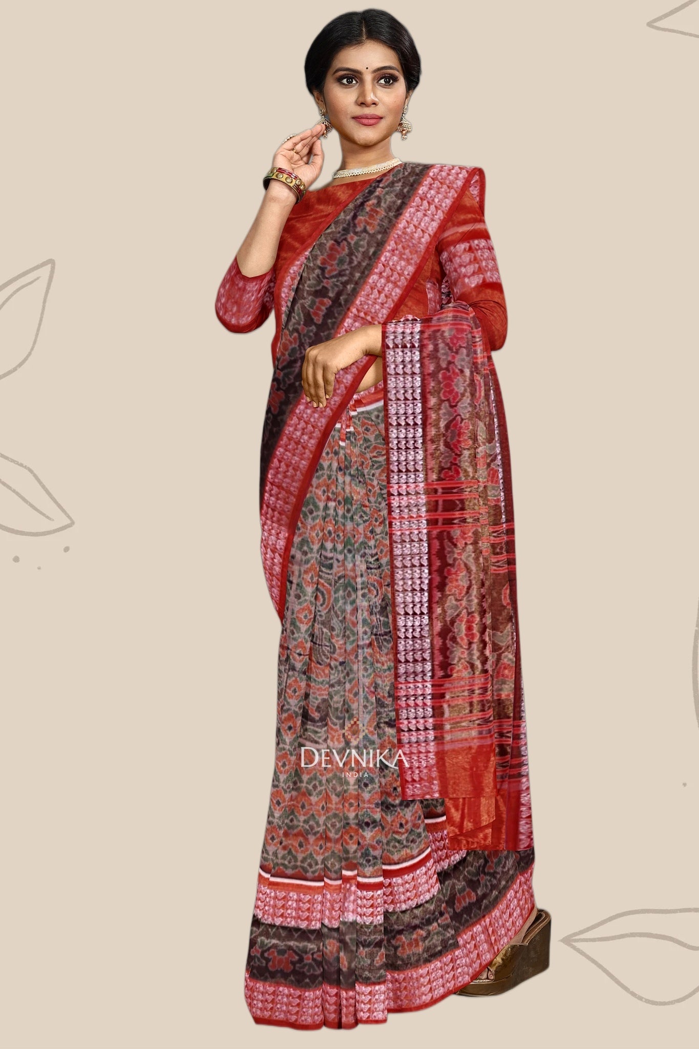 Golden Green Body Bandha Tissue Saree