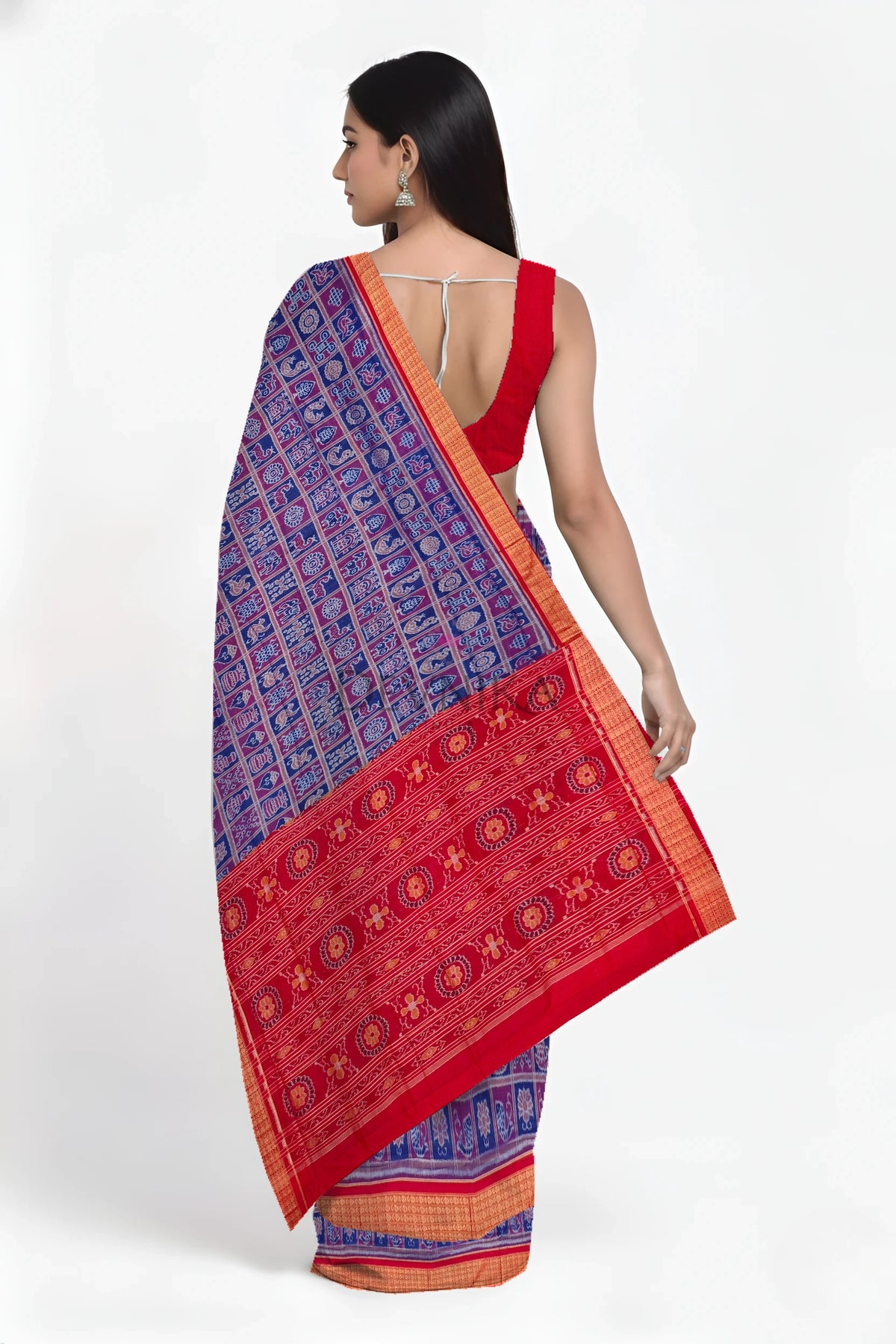 Blue Magenta Naba Kothi Saree | Odisha Handloom GI Tagged | Devnika