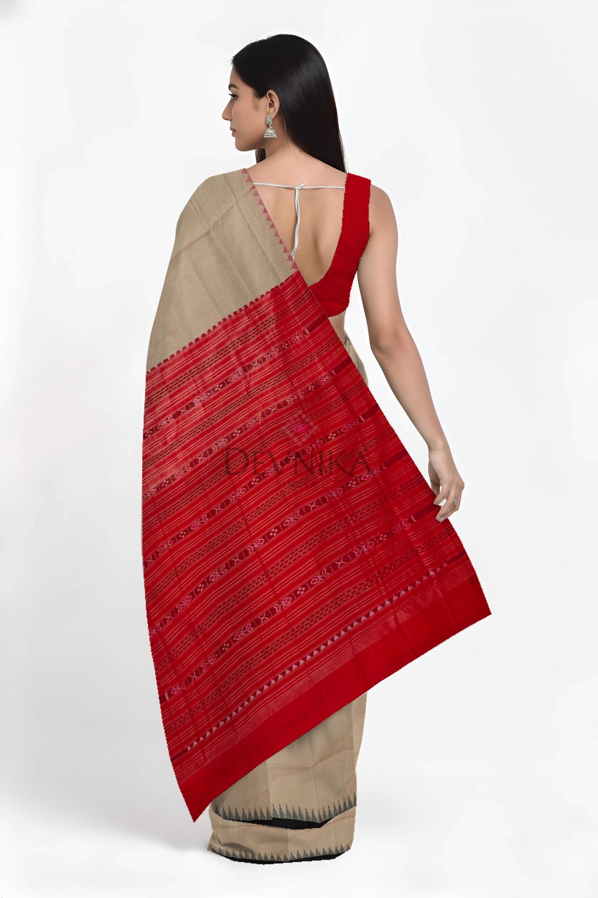 Chandan Ganga Jamuna Cotton Bapta Saree | Odisha Handloom GI Tagged | Devnika